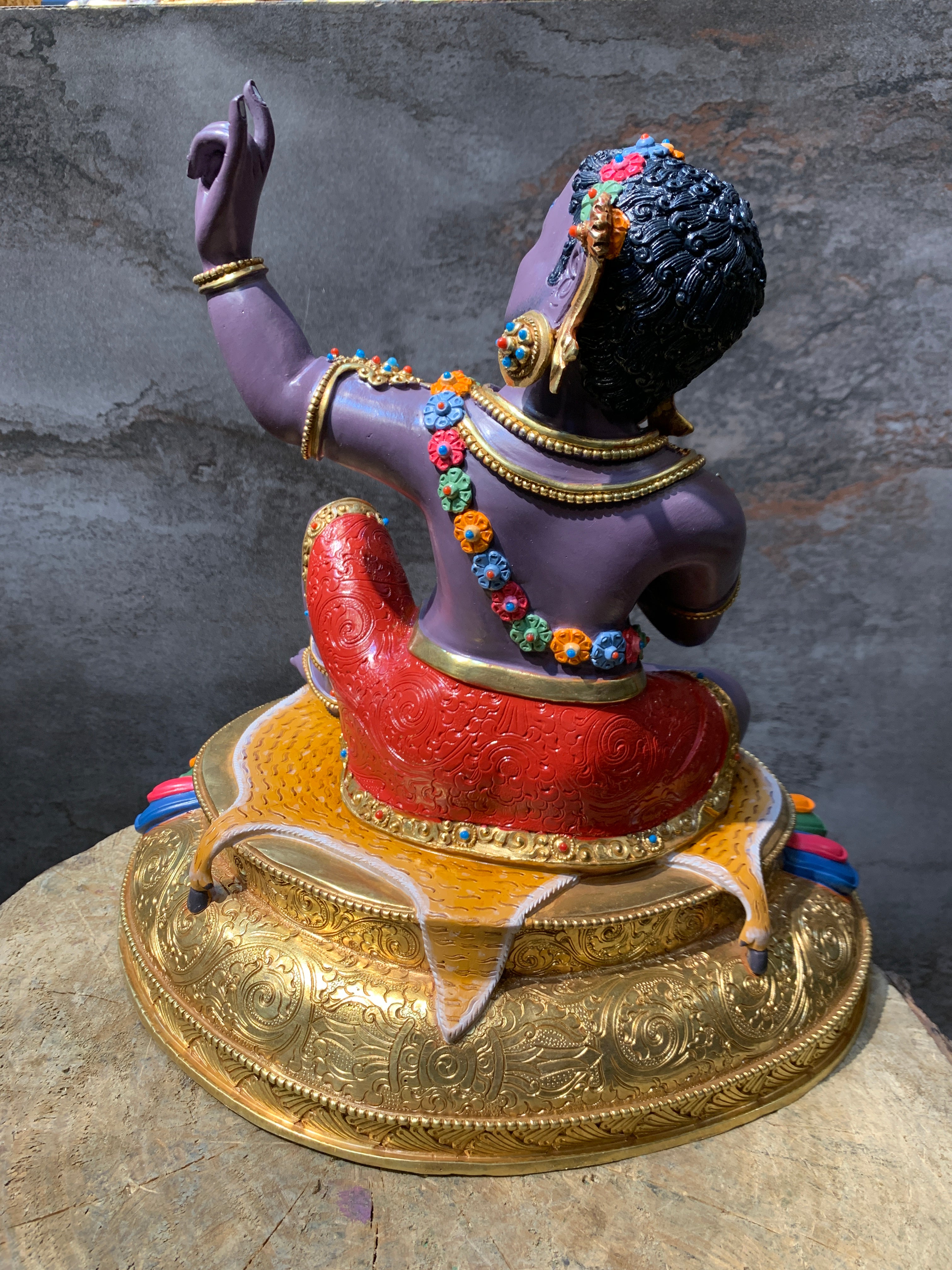 Colorful Virupa statue. hand crafted copper idol of mahasiddha Virupa.
