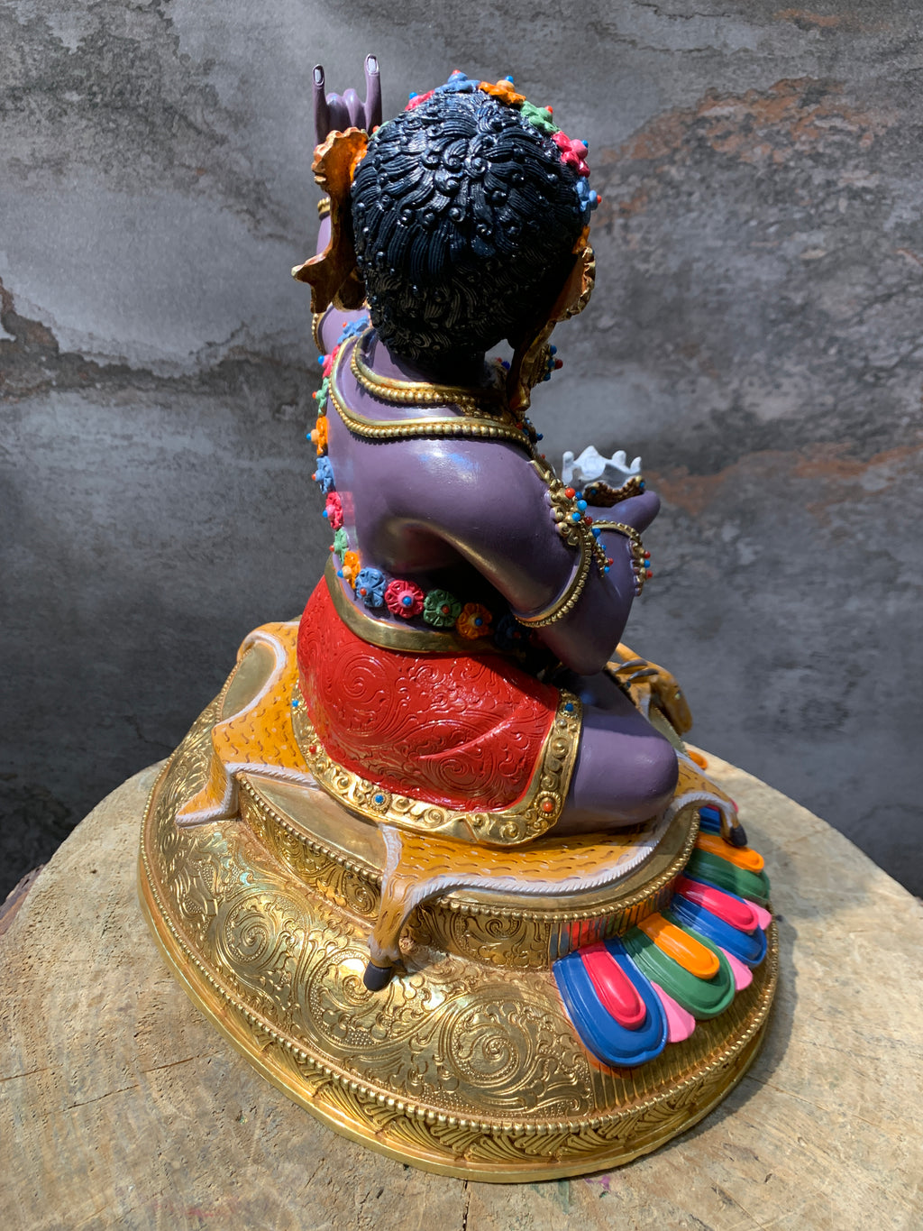 Colorful Virupa statue. hand crafted copper idol of mahasiddha Virupa.