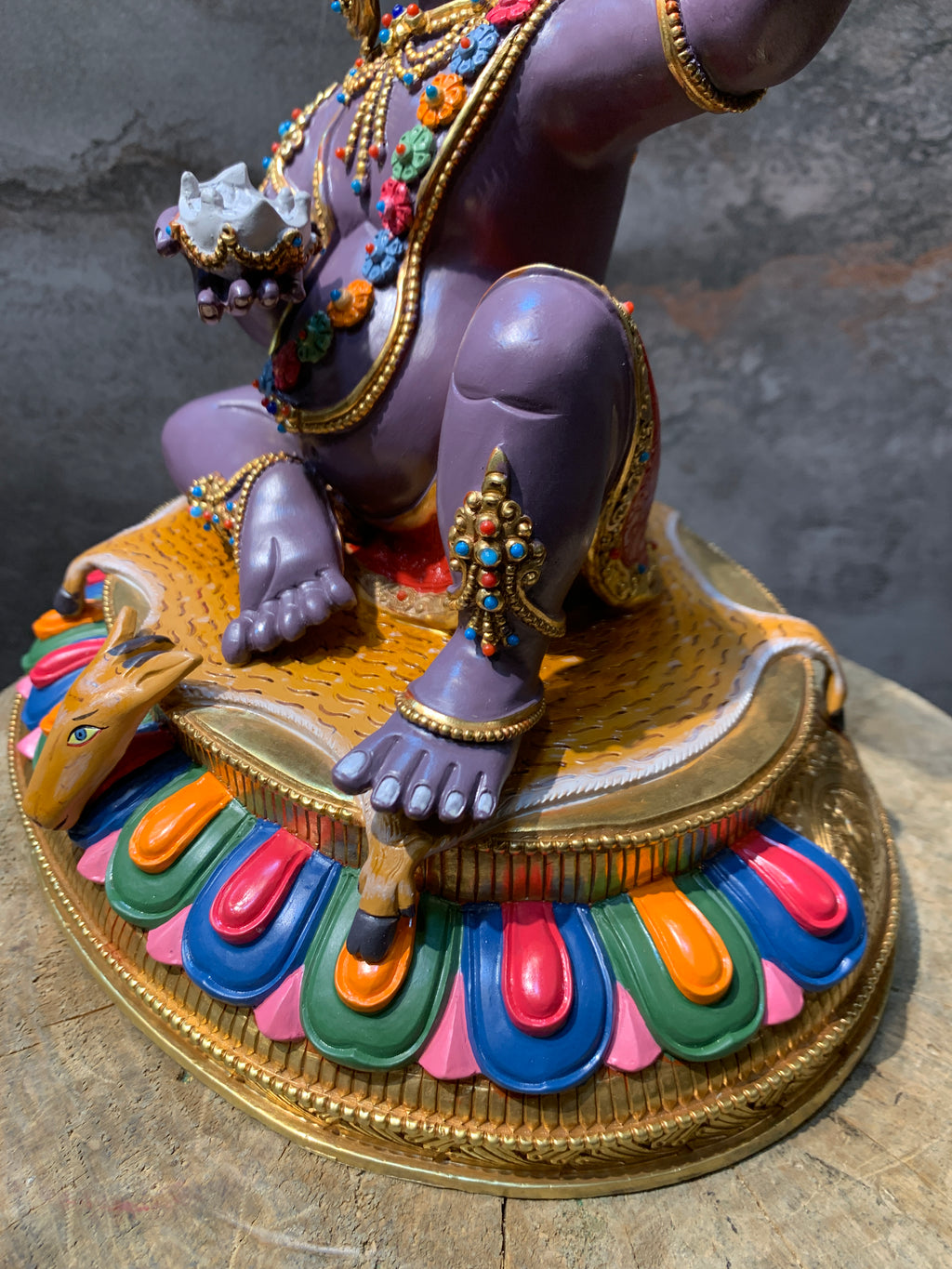 Colorful Virupa statue. hand crafted copper idol of mahasiddha Virupa.