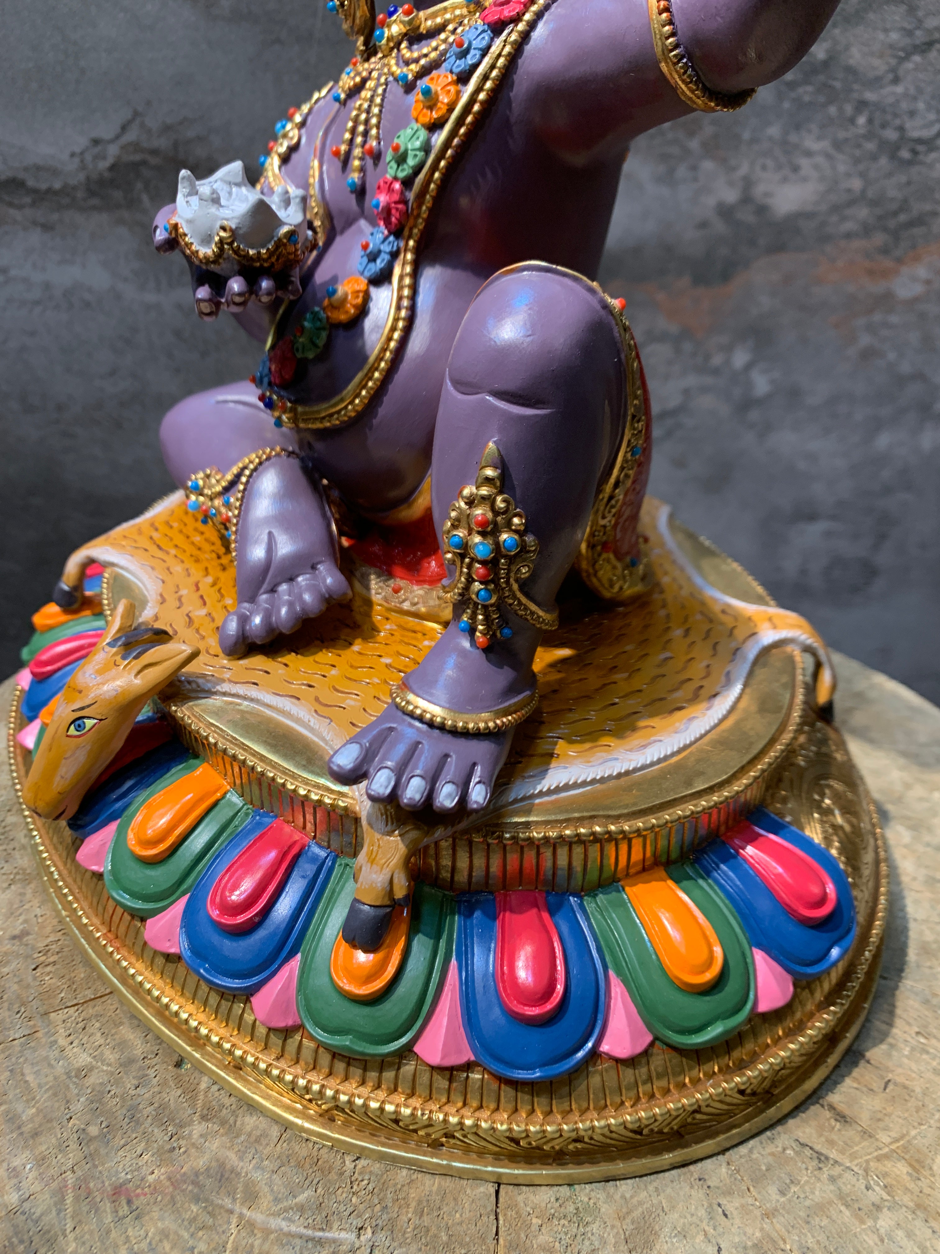 Colorful Virupa statue. hand crafted copper idol of mahasiddha Virupa.