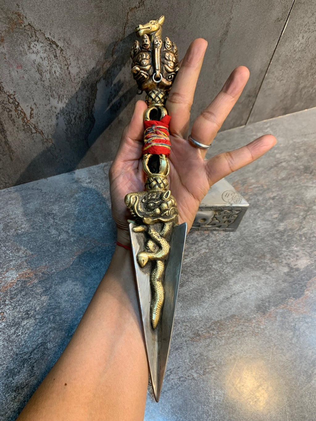 35cm tall Hayagriva phurba. handcrafted Tamdin Phurba.