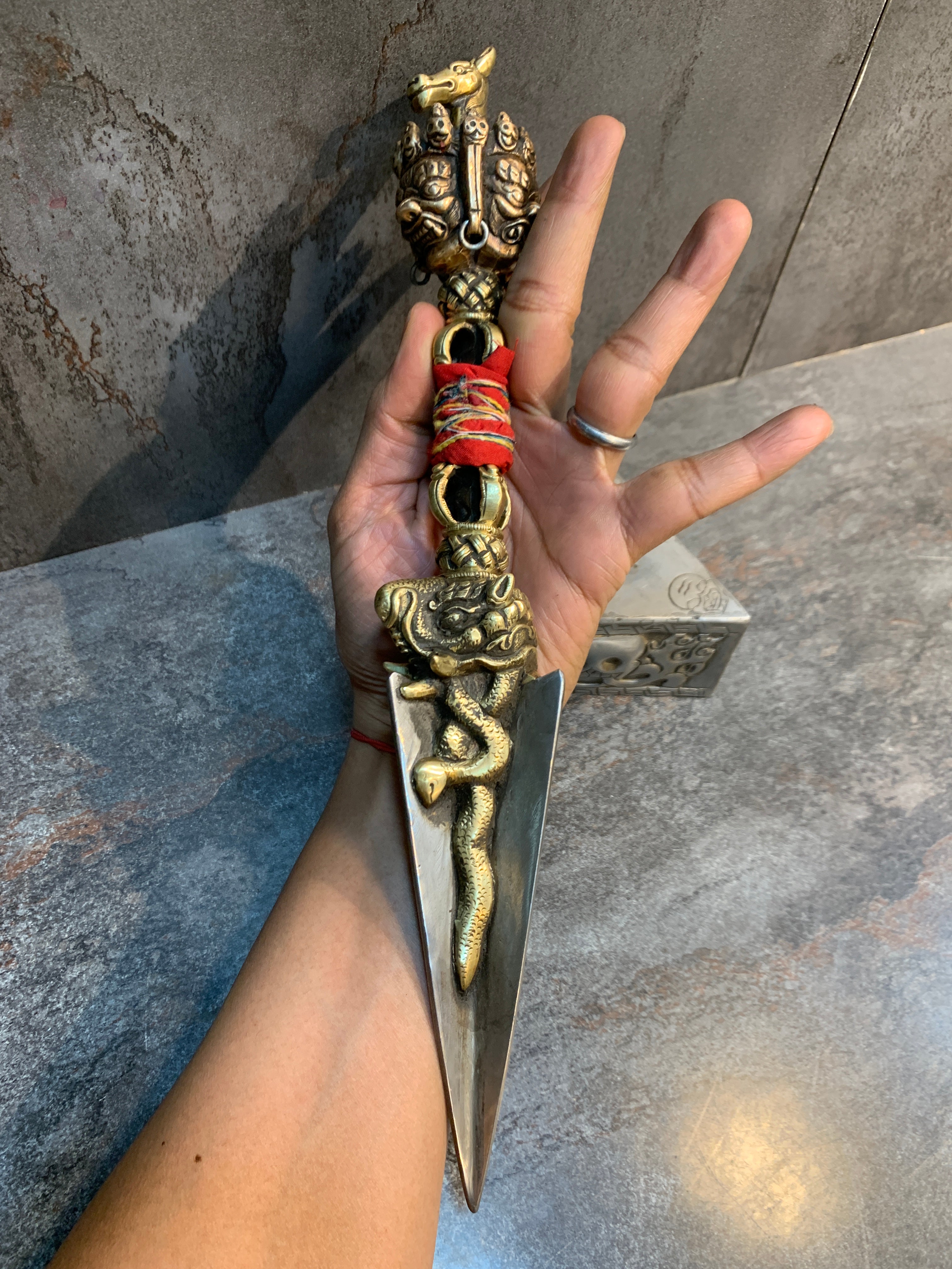 35cm tall Hayagriva phurba. handcrafted Tamdin Phurba.