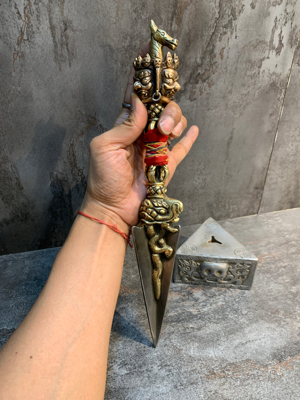 35cm tall Hayagriva phurba. handcrafted Tamdin Phurba.