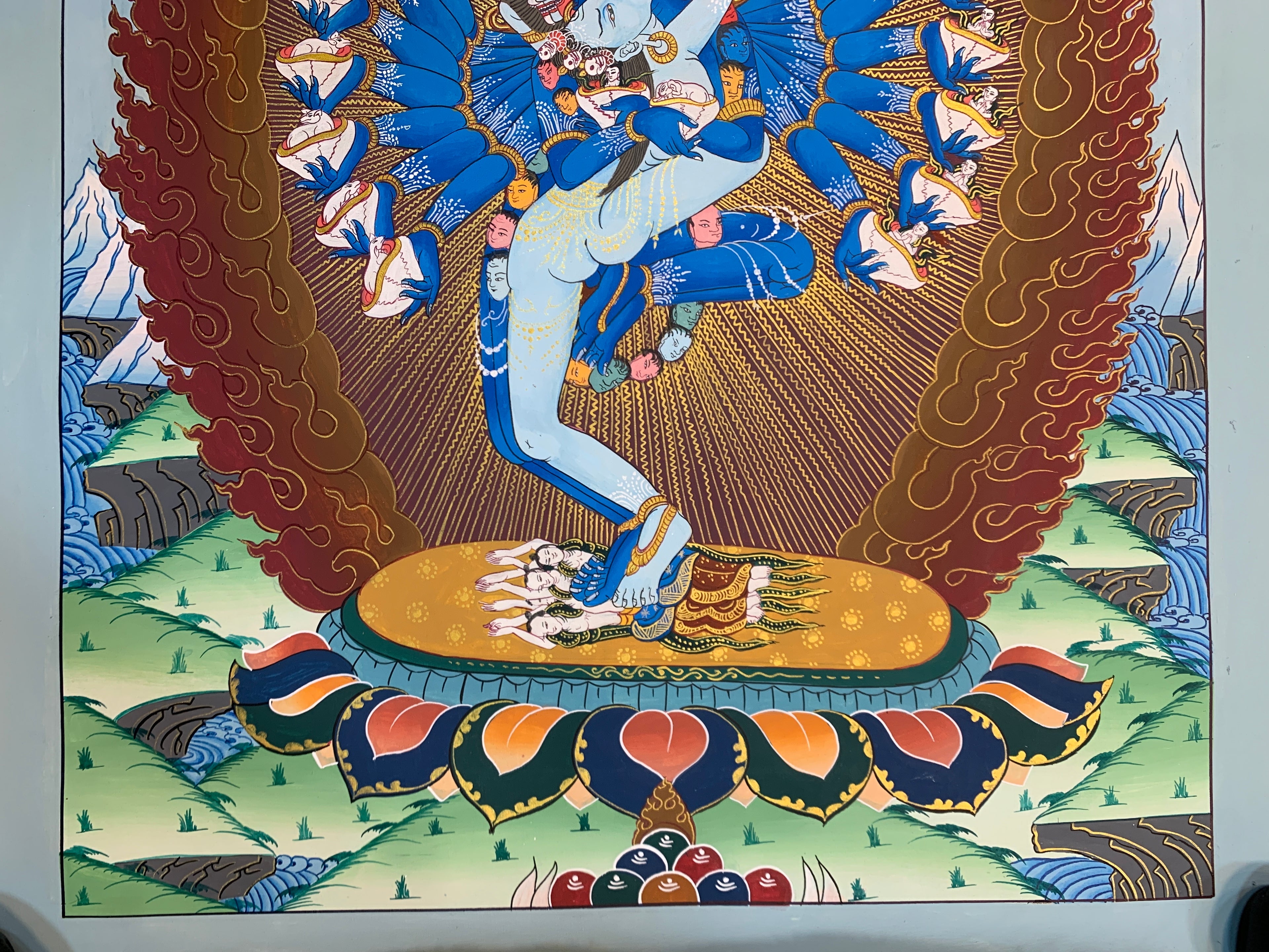 Original Hevajra thangka painting. hand painted yidam deity. Heyvajra.