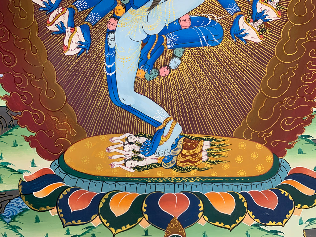 Original Hevajra thangka painting. hand painted yidam deity. Heyvajra.