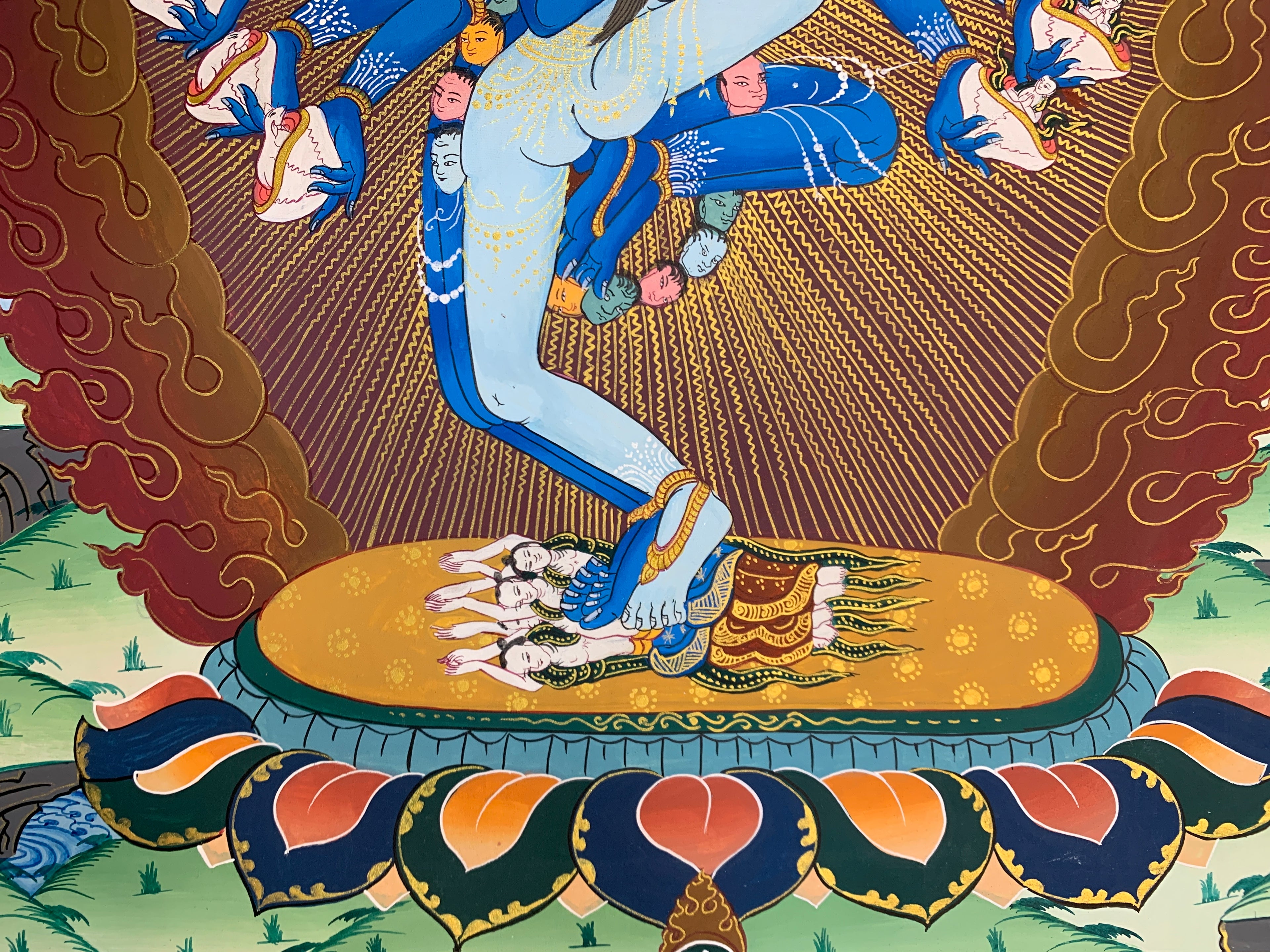 Original Hevajra thangka painting. hand painted yidam deity. Heyvajra.