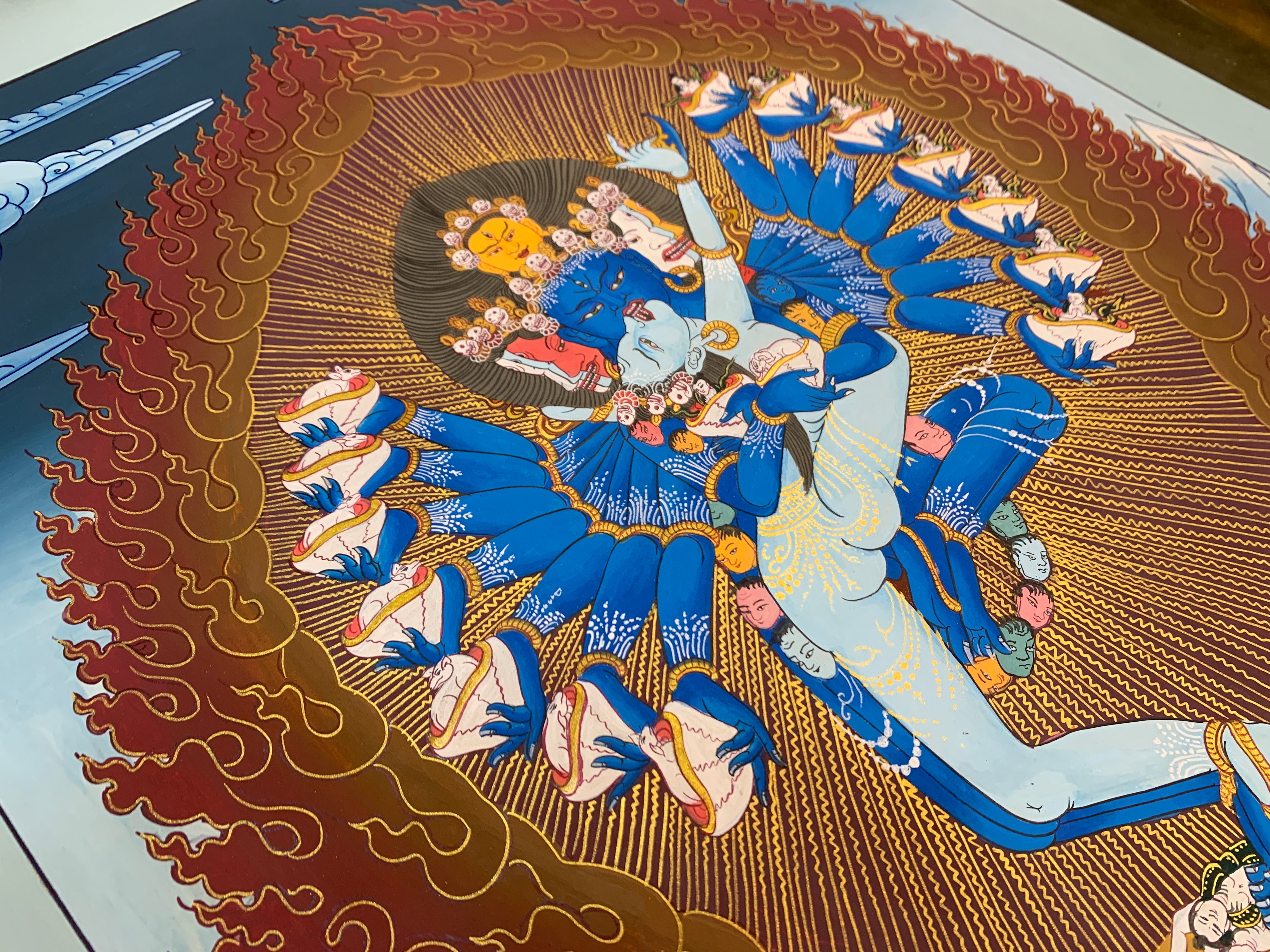 Original Hevajra thangka painting. hand painted yidam deity. Heyvajra.