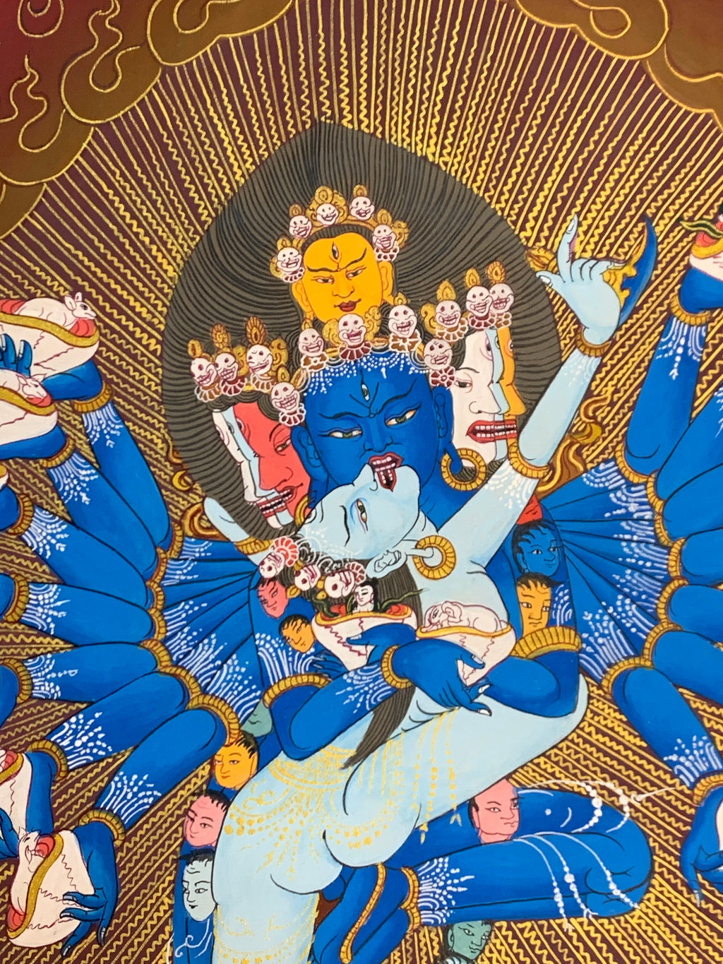 Original Hevajra thangka painting. hand painted yidam deity. Heyvajra.