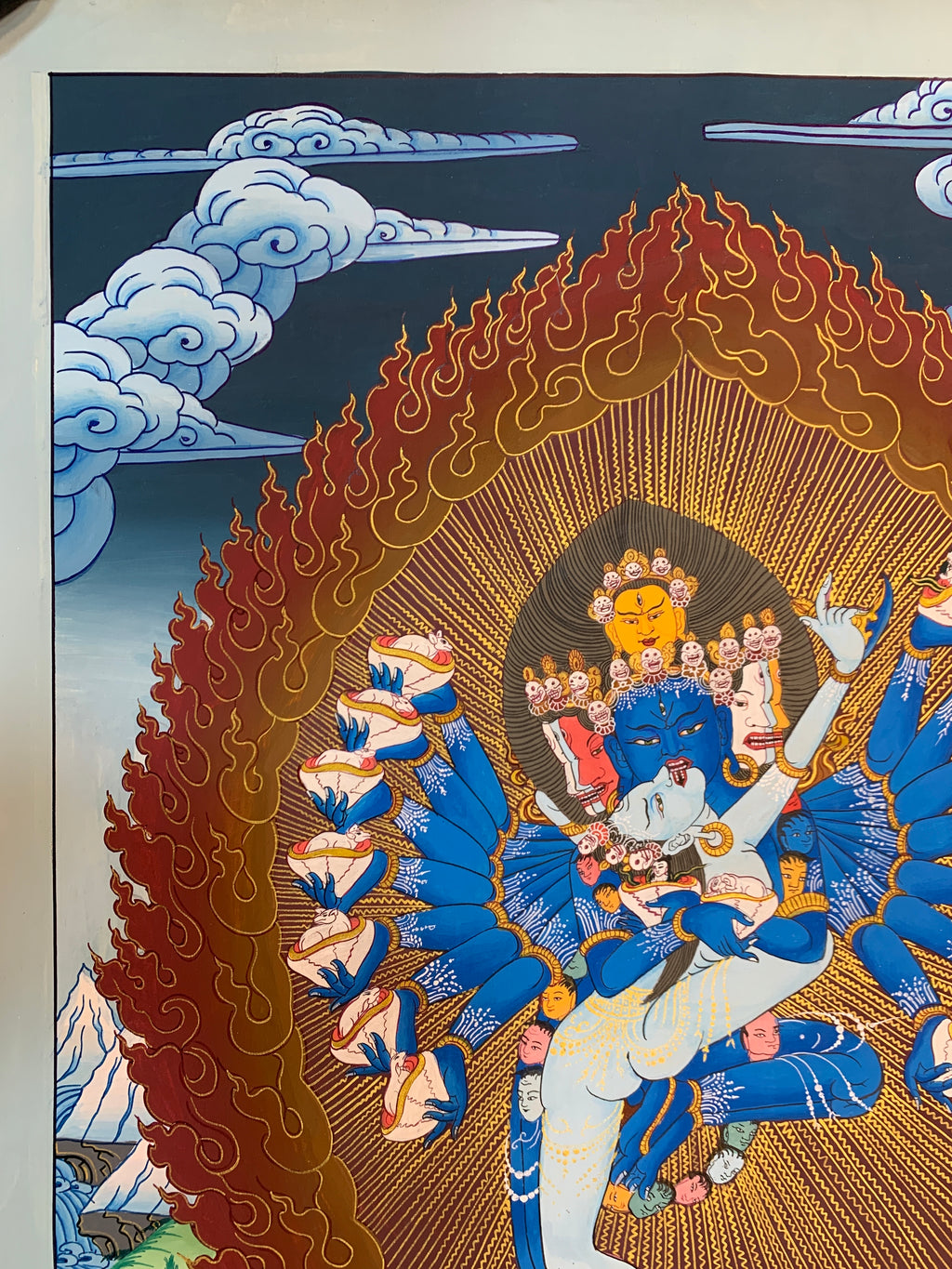 Original Hevajra thangka painting. hand painted yidam deity. Heyvajra.