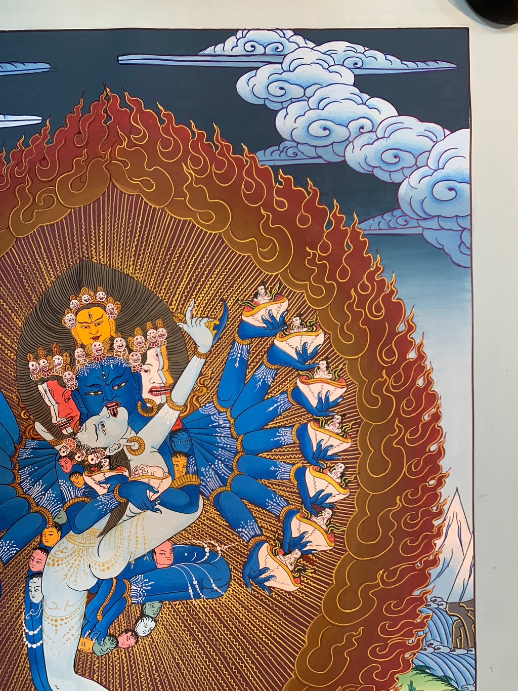 Original Hevajra thangka painting. hand painted yidam deity. Heyvajra.