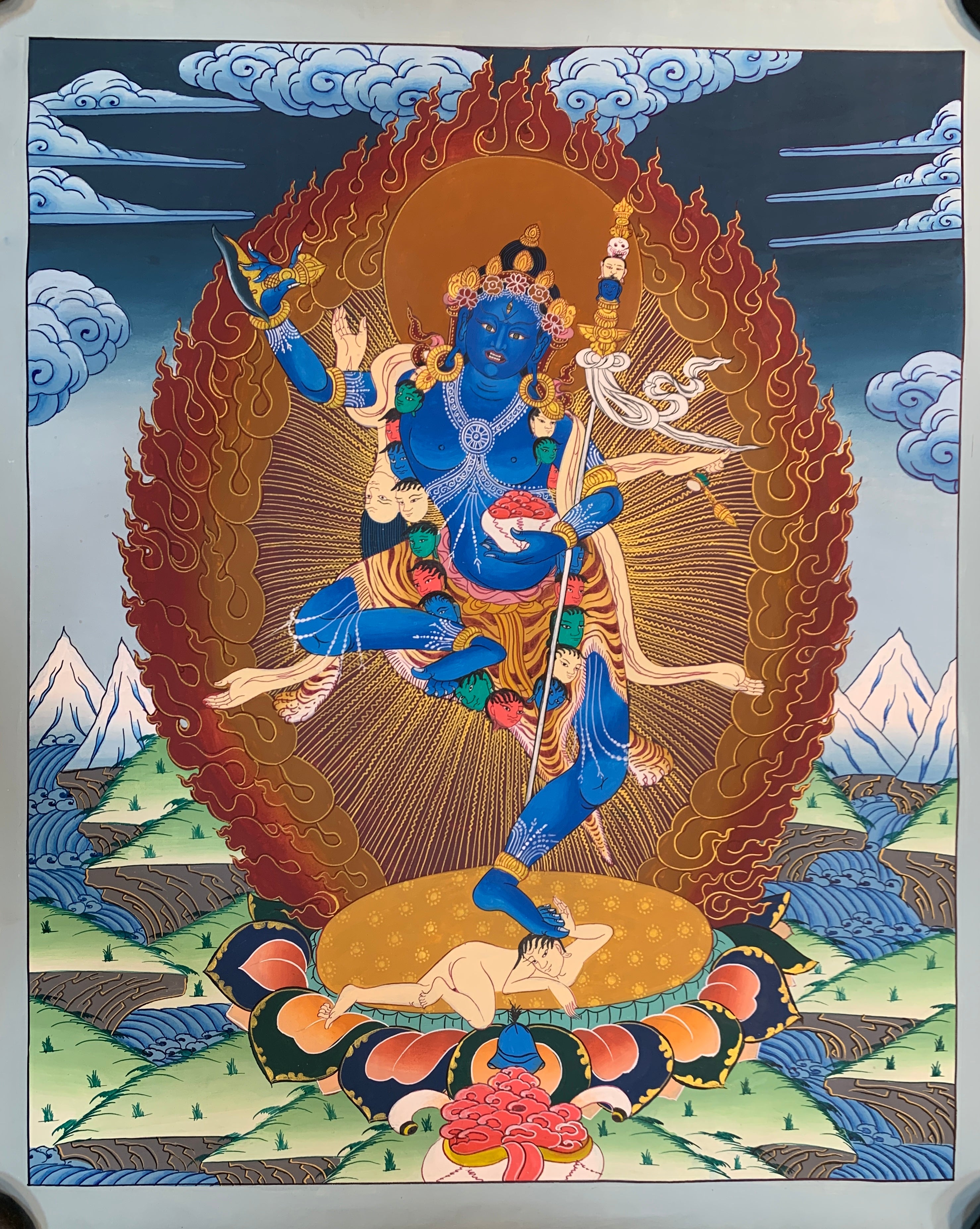 Original Nairatmya dakini thangka painting. hand painted Dagmema thangka.