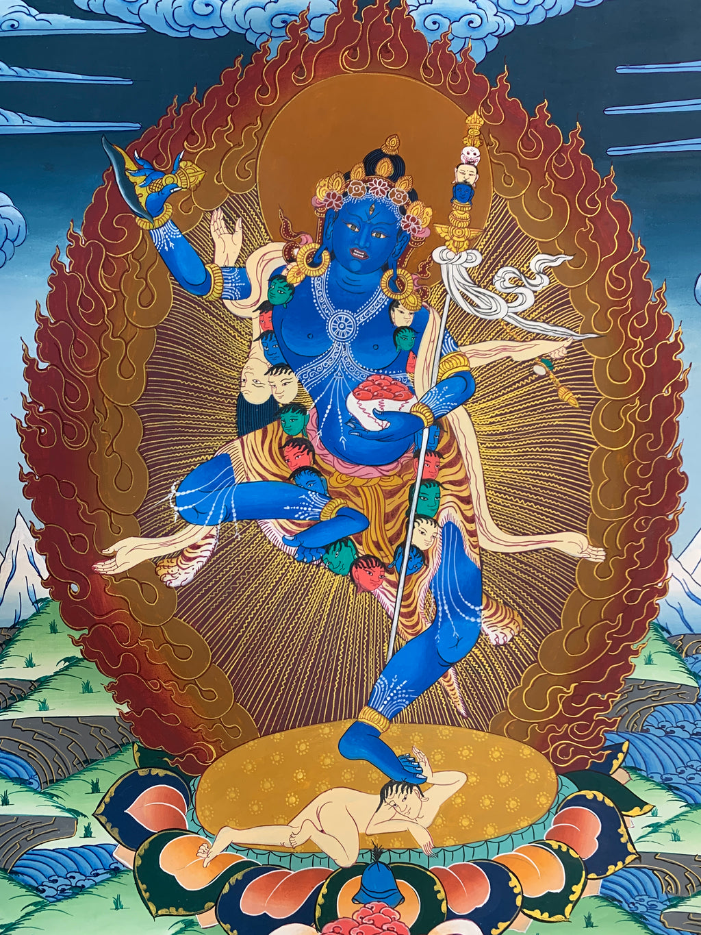 Original Nairatmya dakini thangka painting. hand painted Dagmema thangka.