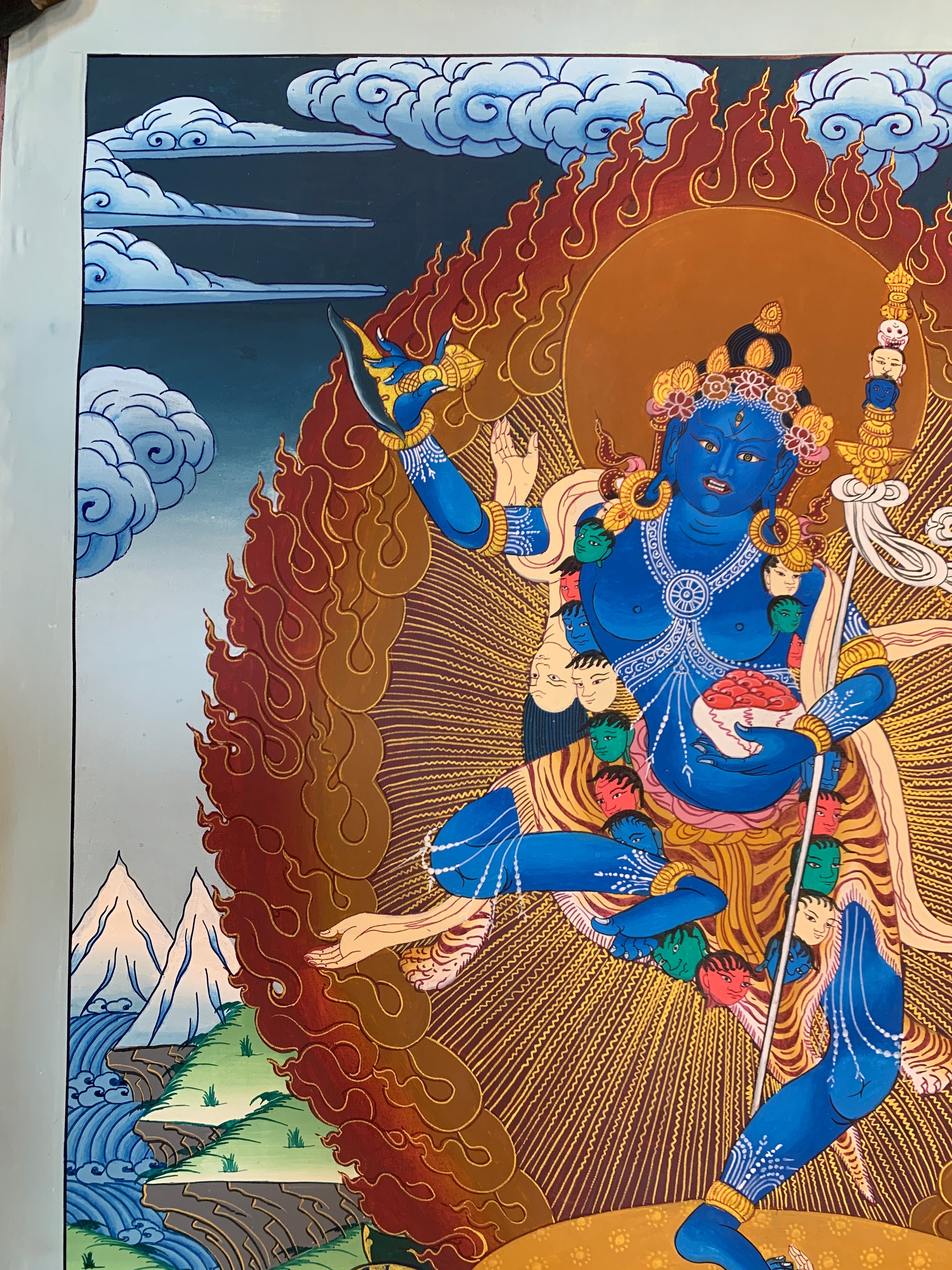 Original Nairatmya dakini thangka painting. hand painted Dagmema thangka.