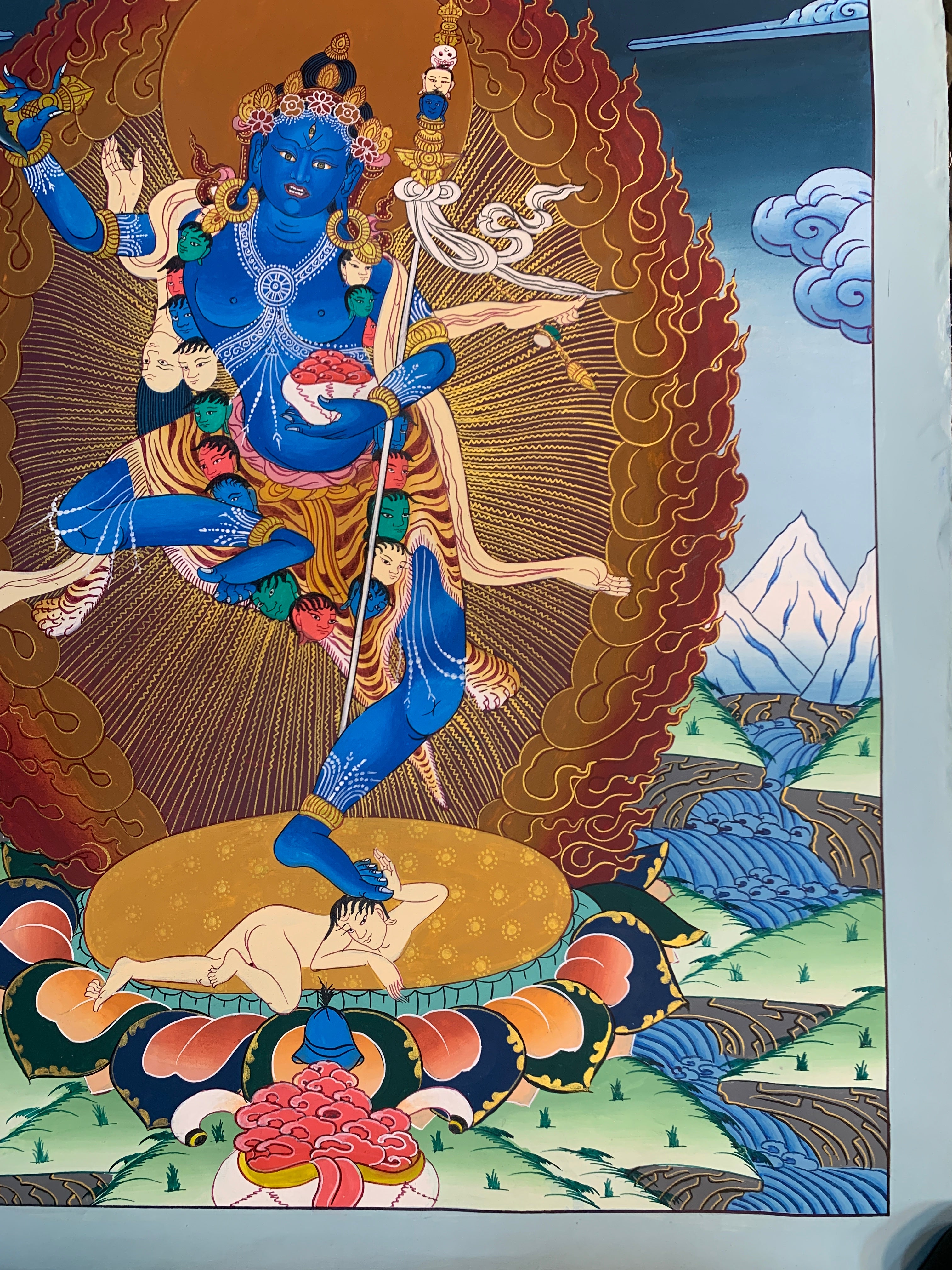 Original Nairatmya dakini thangka painting. hand painted Dagmema thangka.