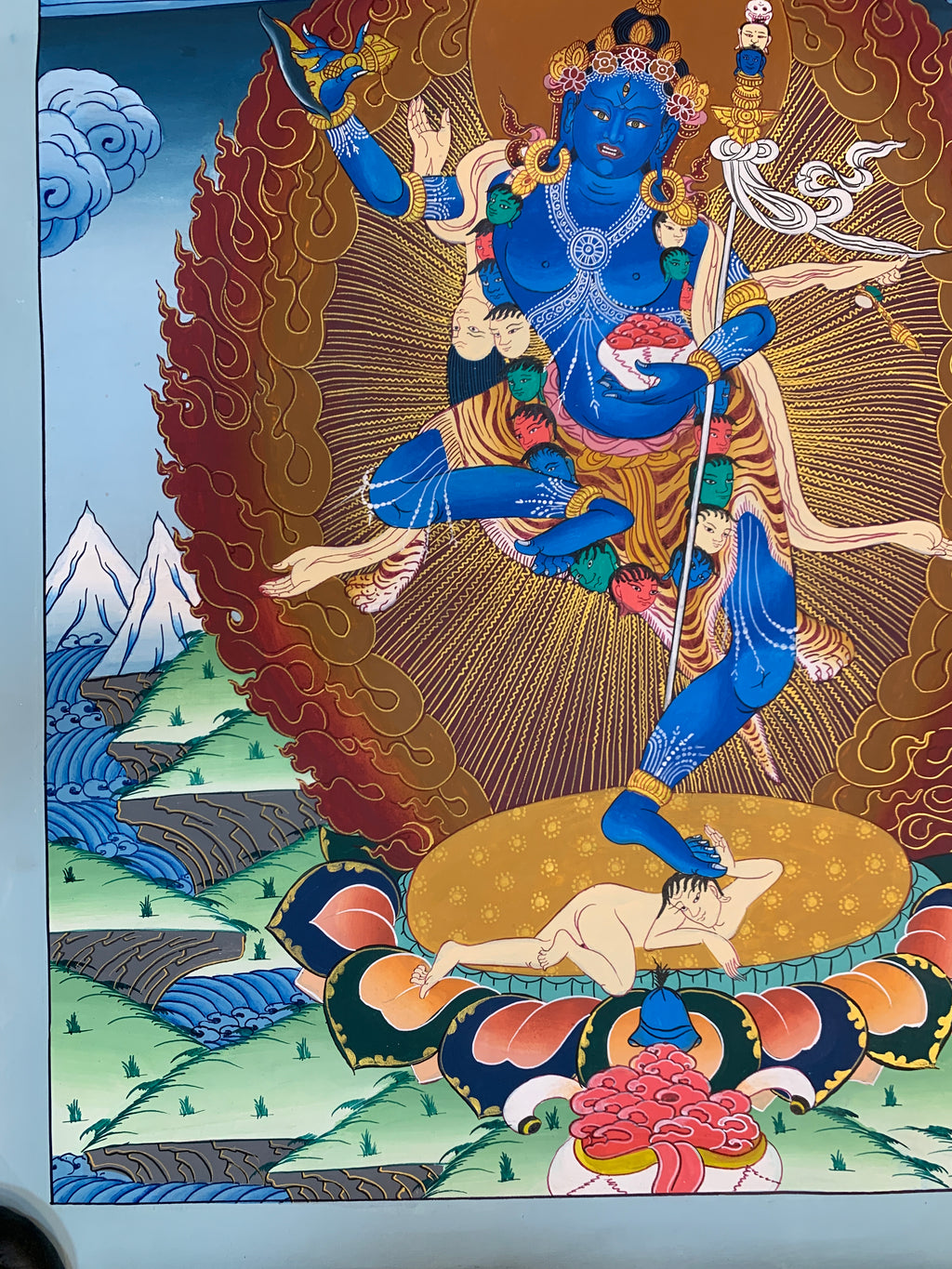 Original Nairatmya dakini thangka painting. hand painted Dagmema thangka.