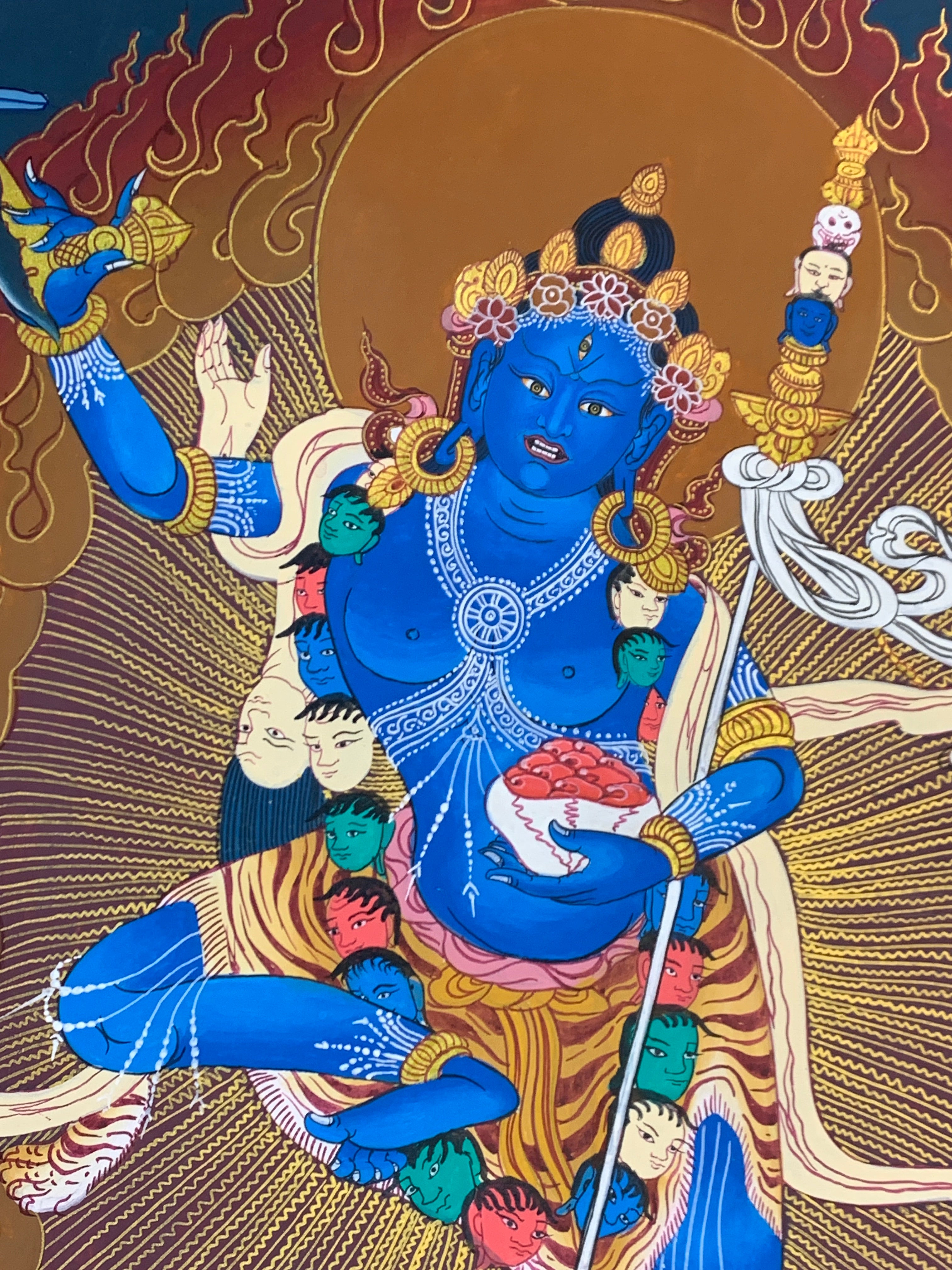 Original Nairatmya dakini thangka painting. hand painted Dagmema thangka.