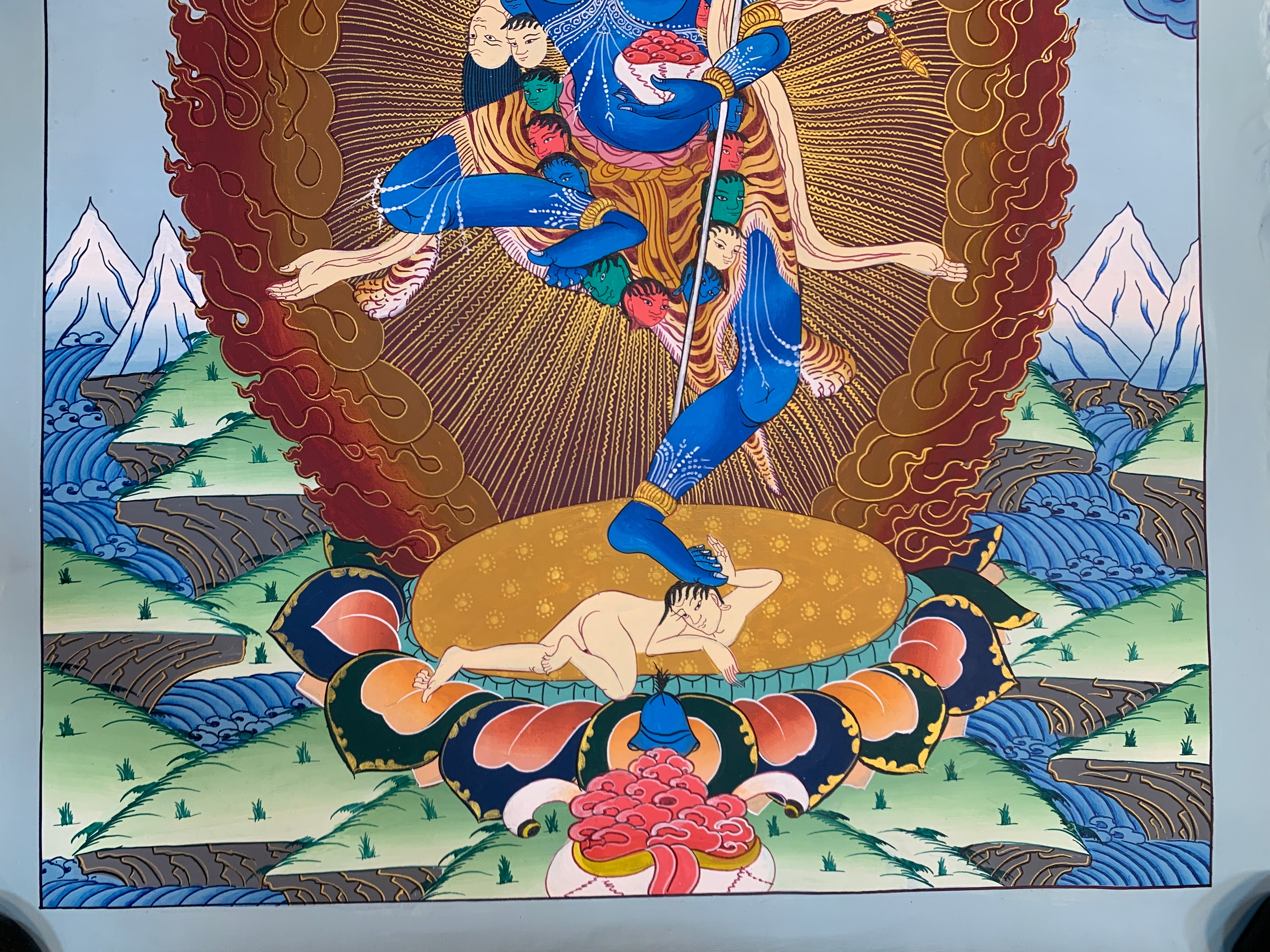 Original Nairatmya dakini thangka painting. hand painted Dagmema thangka.