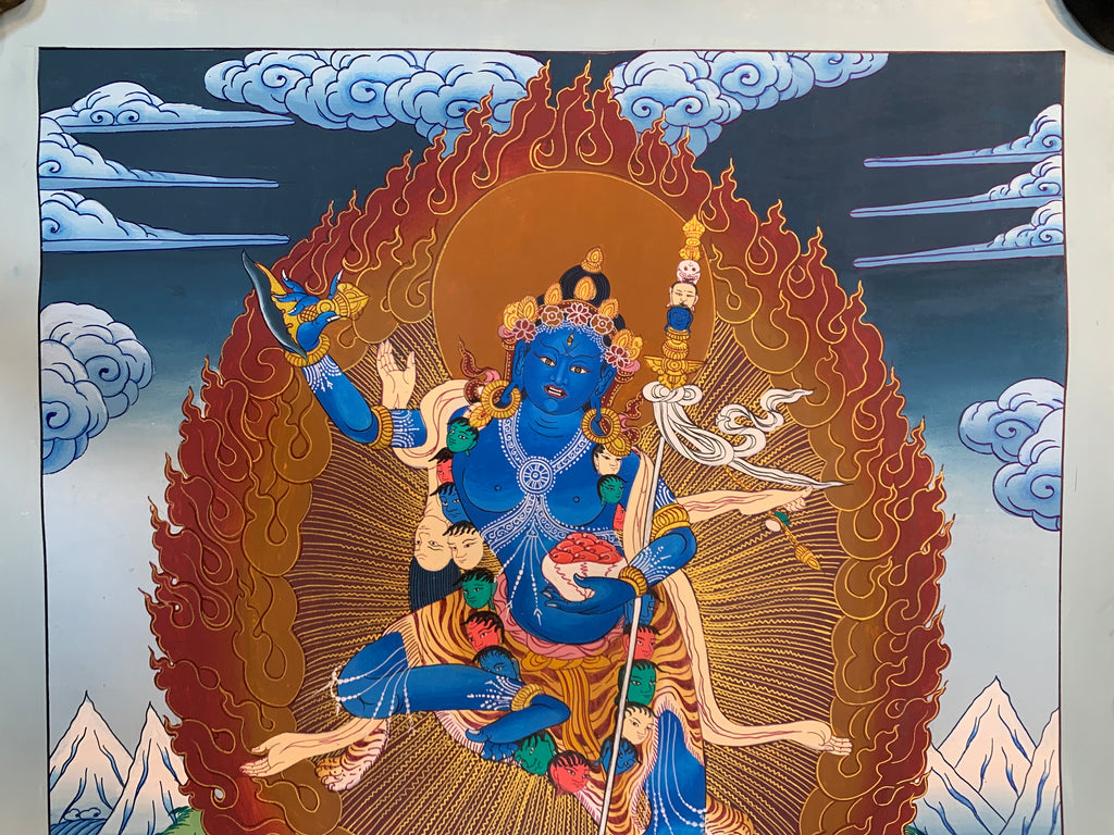 Original Nairatmya dakini thangka painting. hand painted Dagmema thangka.