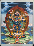 Original Six armed mahakala thangka painting. hand painted sangpa kagyu gompo chyag drugpa.