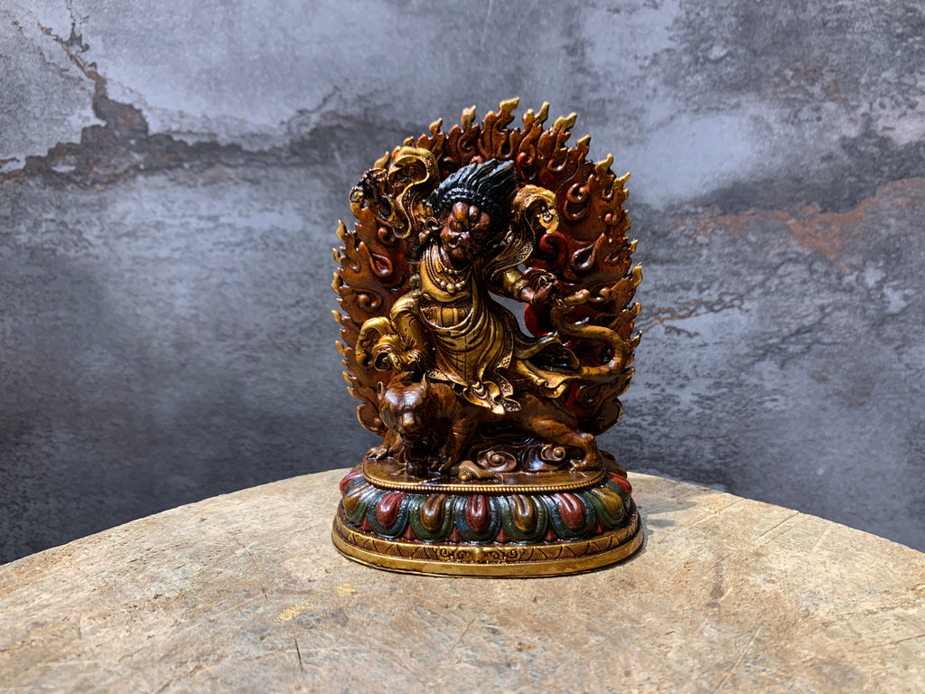 Antique finish Guru Dorje drollo Statue. guru padmasambhava in crazy wisdom form.