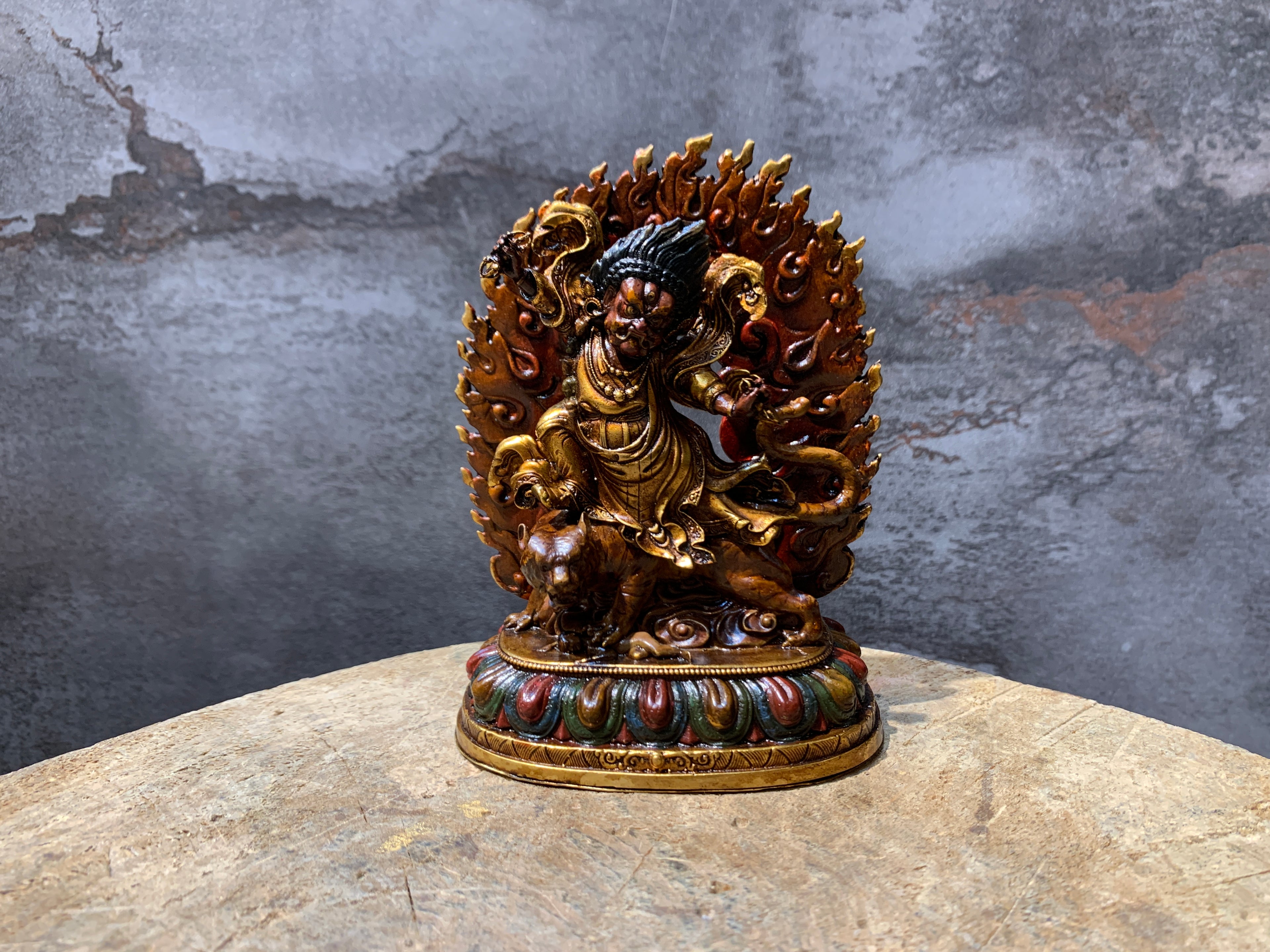 Antique finish Guru Dorje drollo Statue. guru padmasambhava in crazy wisdom form.