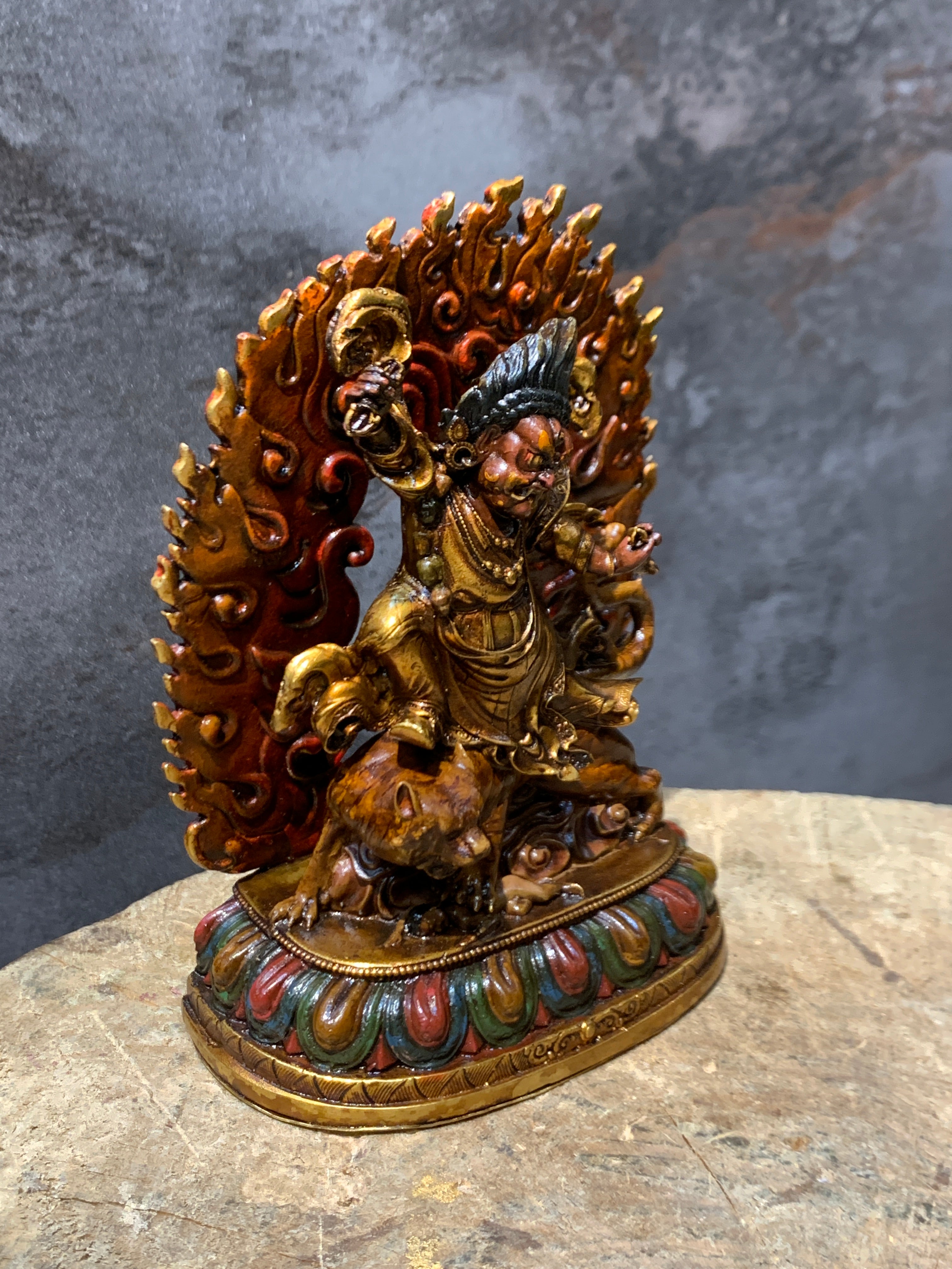 Antique finish Guru Dorje drollo Statue. guru padmasambhava in crazy wisdom form.