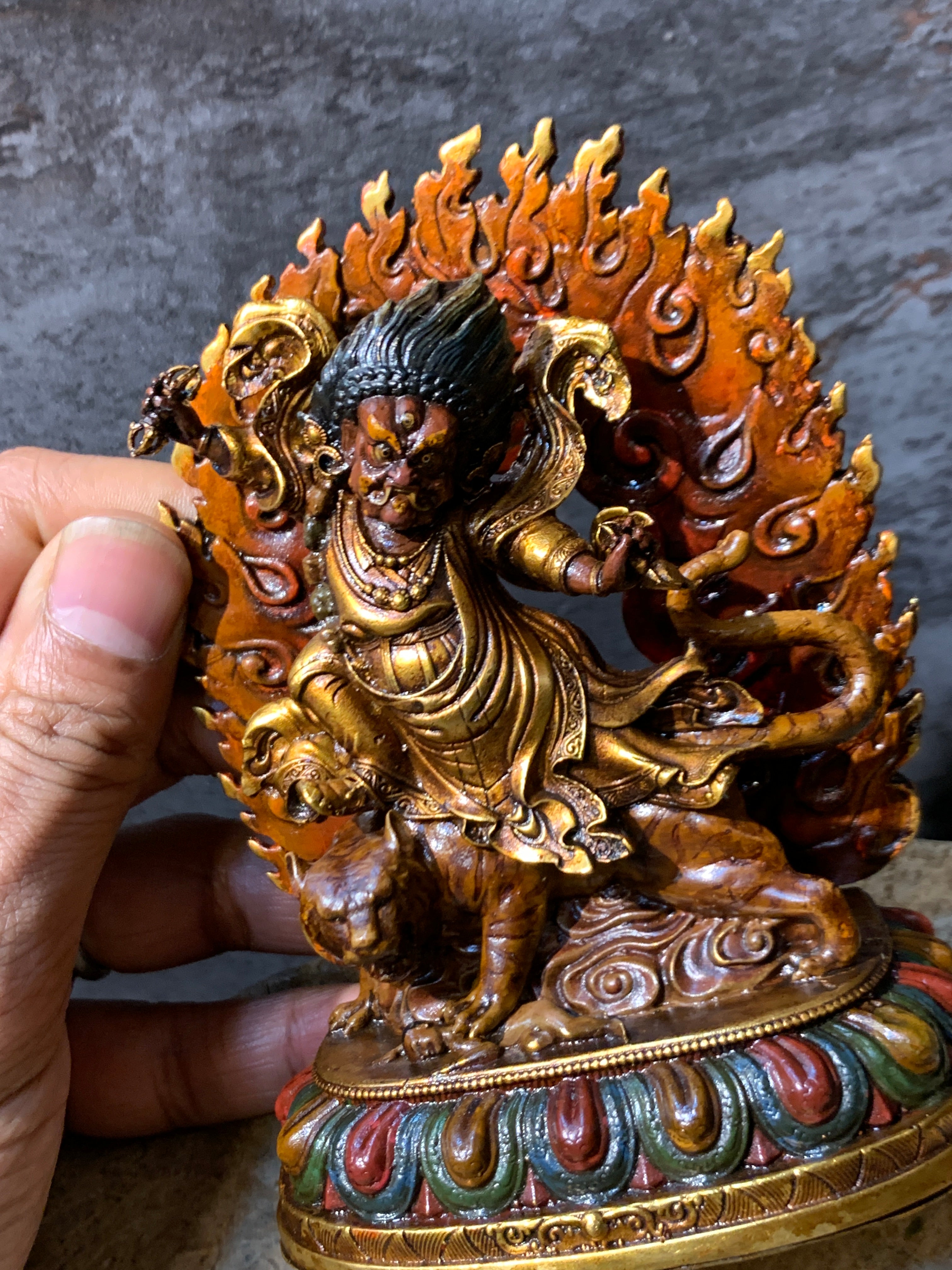Antique finish Guru Dorje drollo Statue. guru padmasambhava in crazy wisdom form.