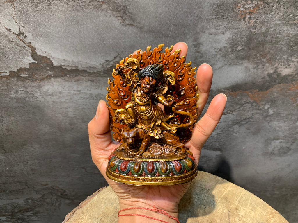 Antique finish Guru Dorje drollo Statue. guru padmasambhava in crazy wisdom form.