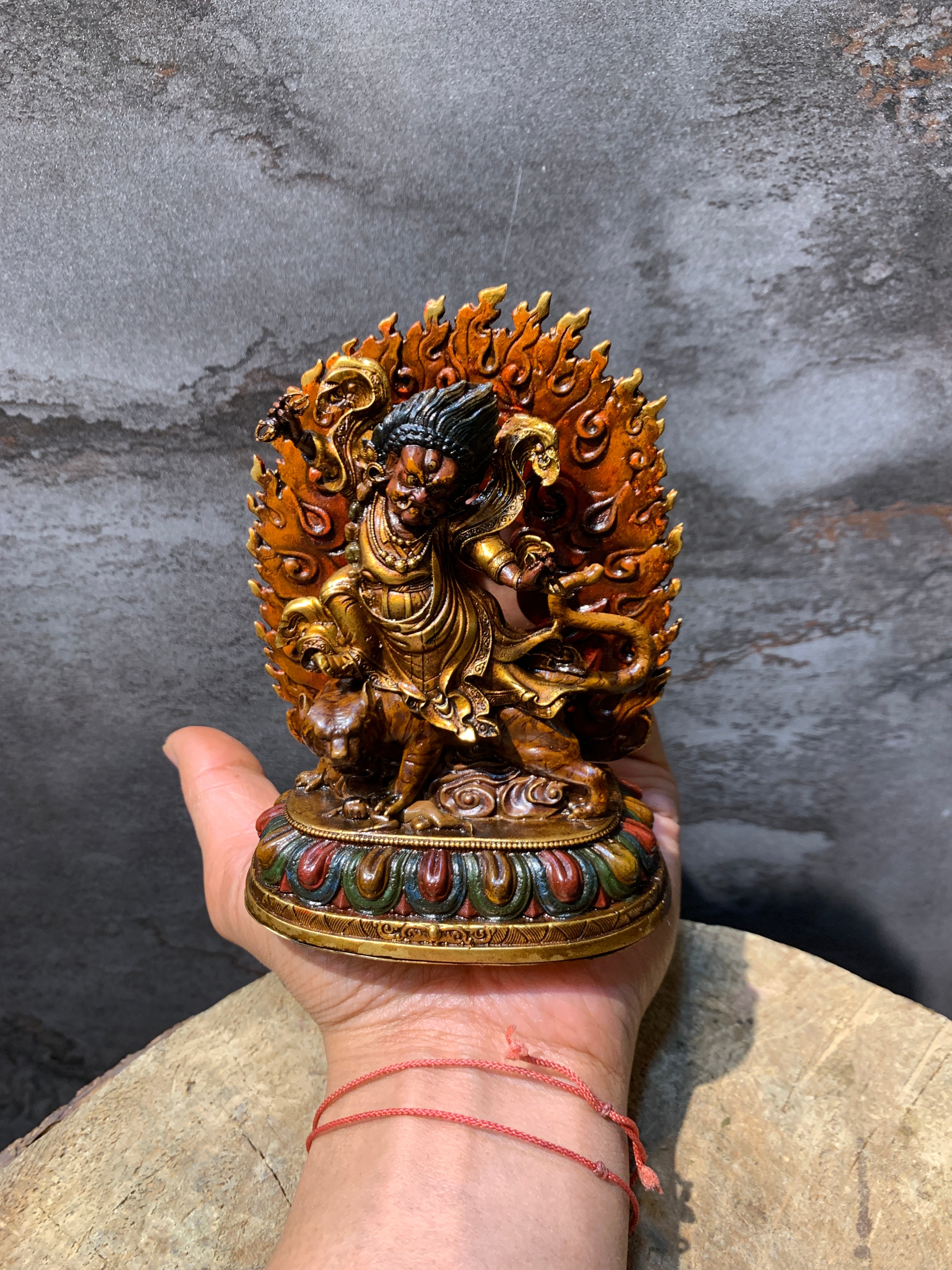 Antique finish Guru Dorje drollo Statue. guru padmasambhava in crazy wisdom form.