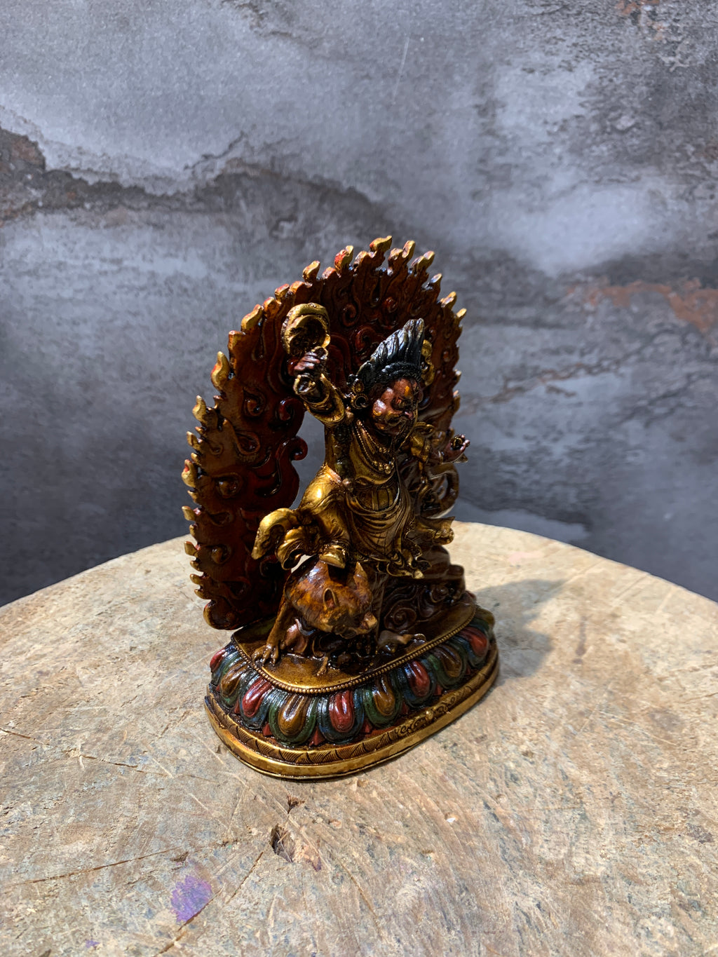 Antique finish Guru Dorje drollo Statue. guru padmasambhava in crazy wisdom form.