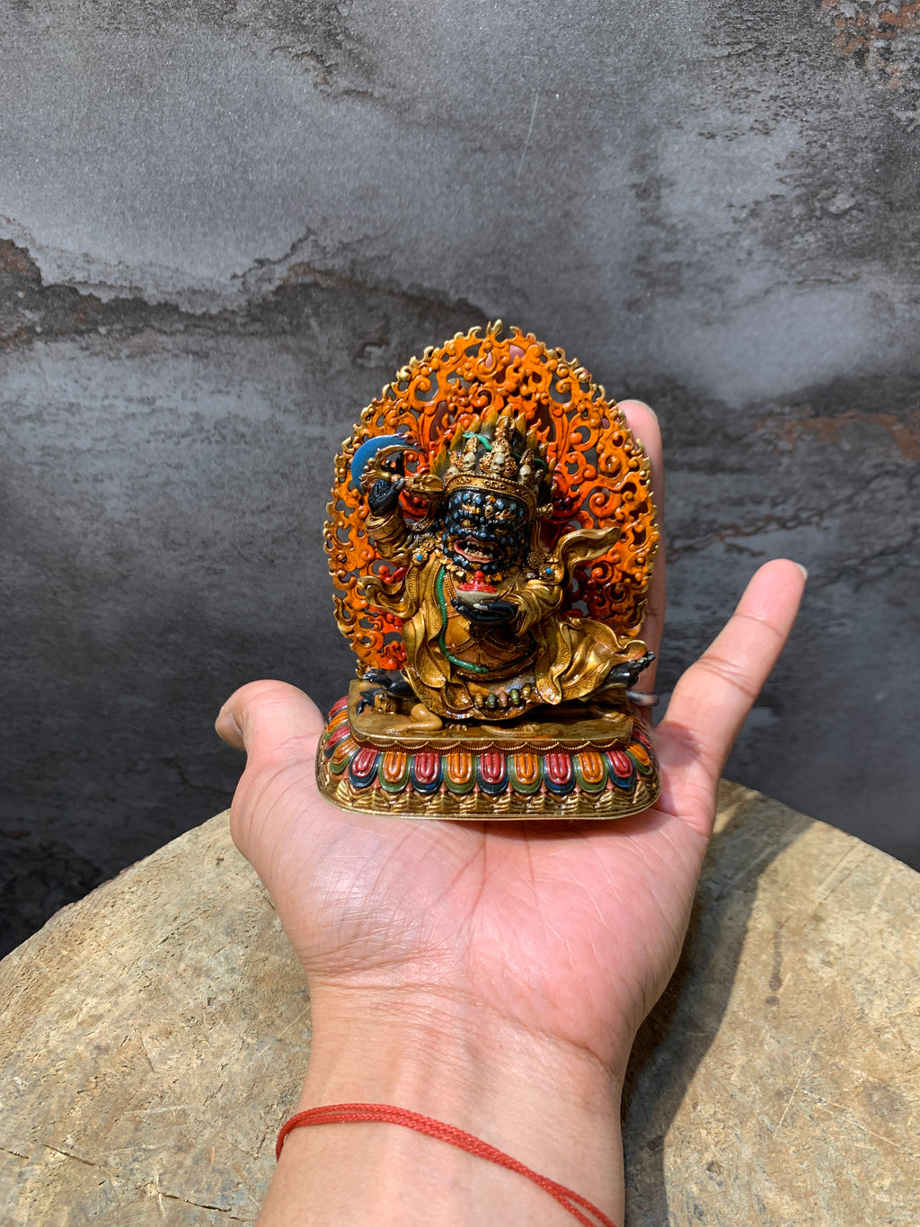 Antique finish Copper Mahakala statue. gompo bernagchen. kagyu mahakala.