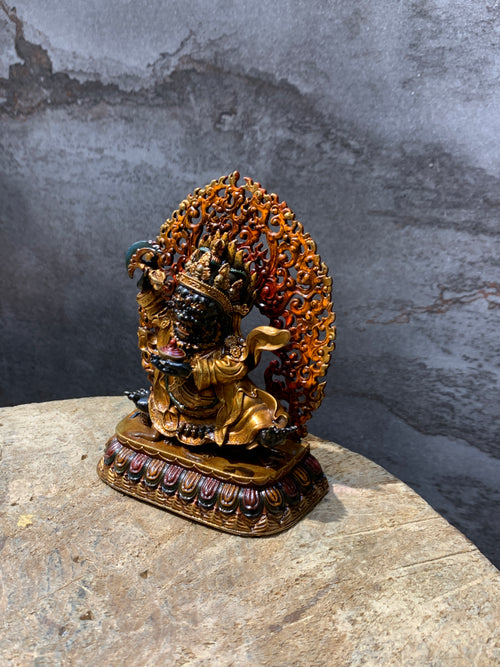 Antique finish Copper Mahakala statue. gompo bernagchen. kagyu mahakala.
