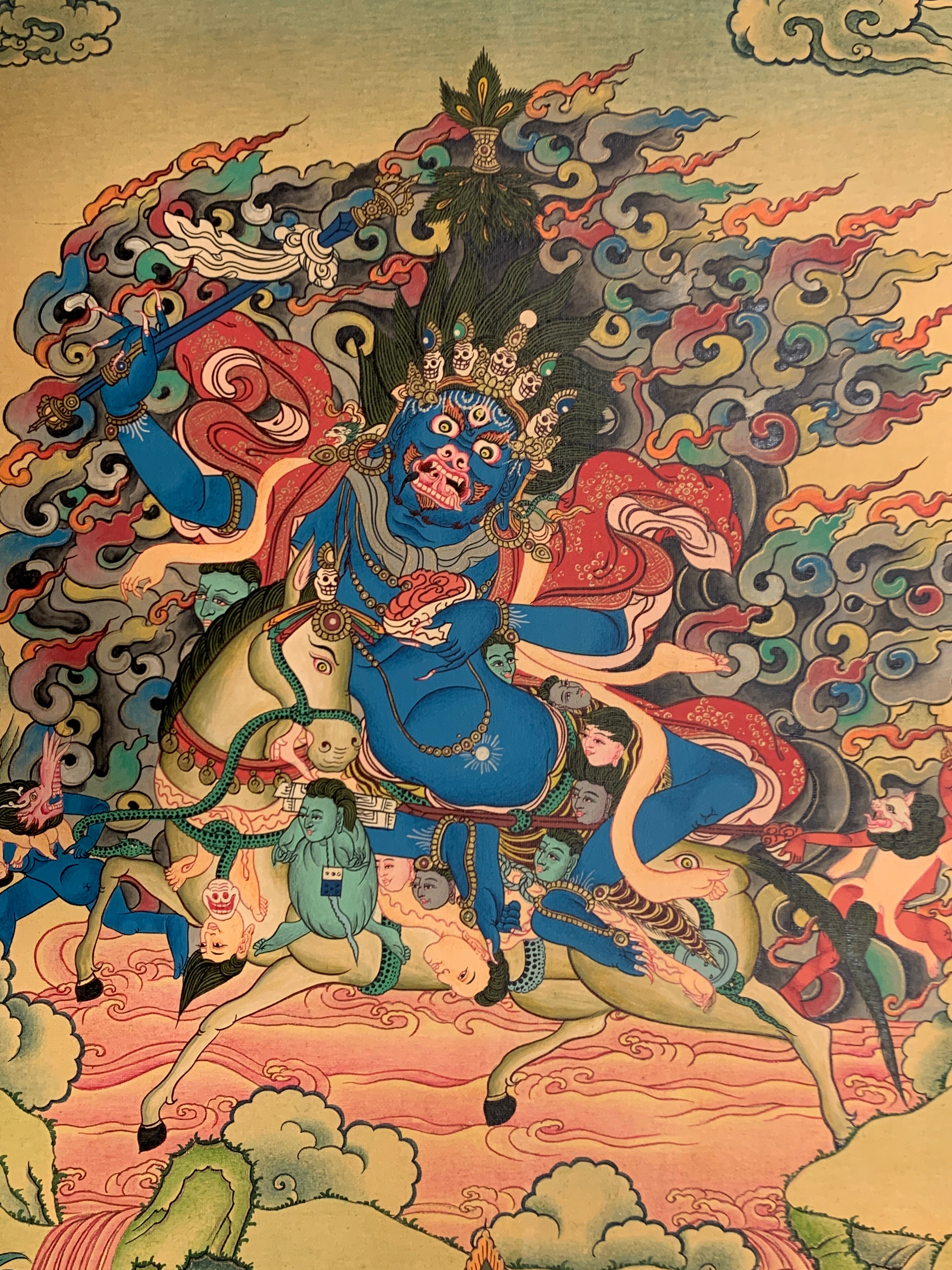 Hand painted Palden lhamo thangka painting. Tibetan dharma protector. Shri devi.