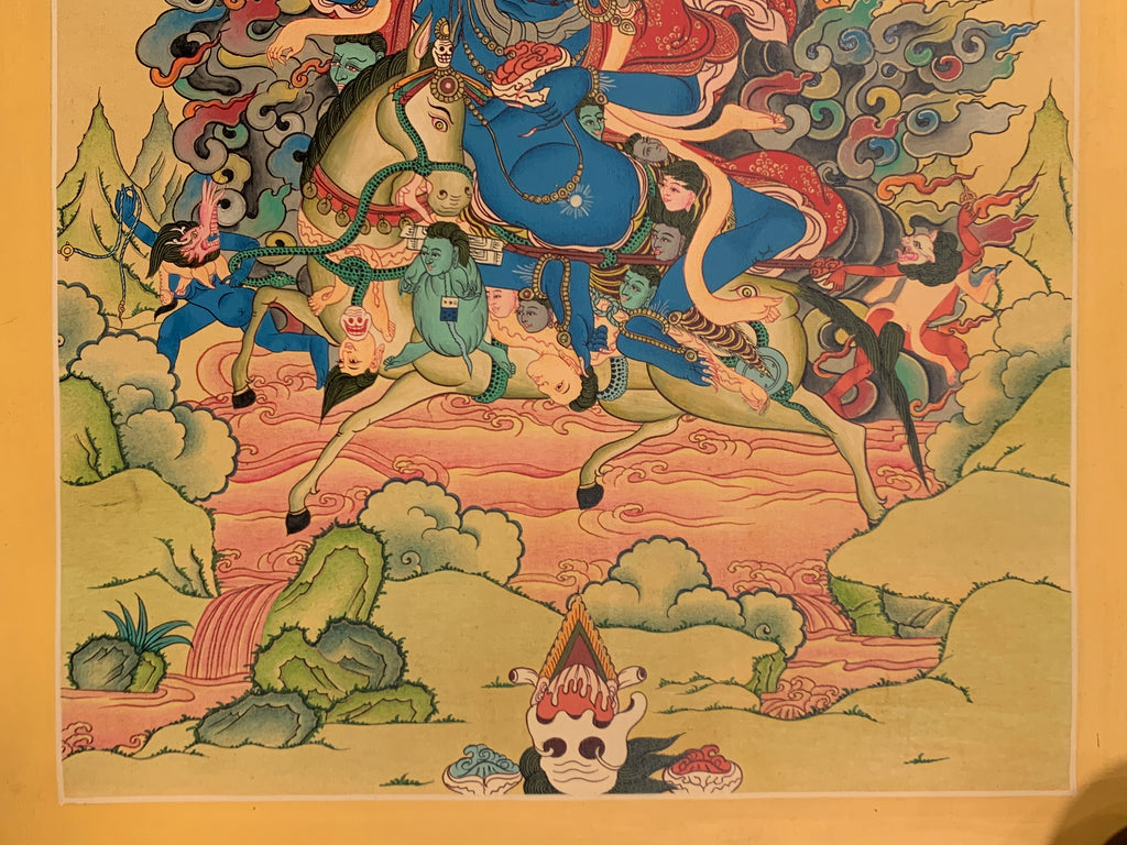 Hand painted Palden lhamo thangka painting. Tibetan dharma protector. Shri devi.
