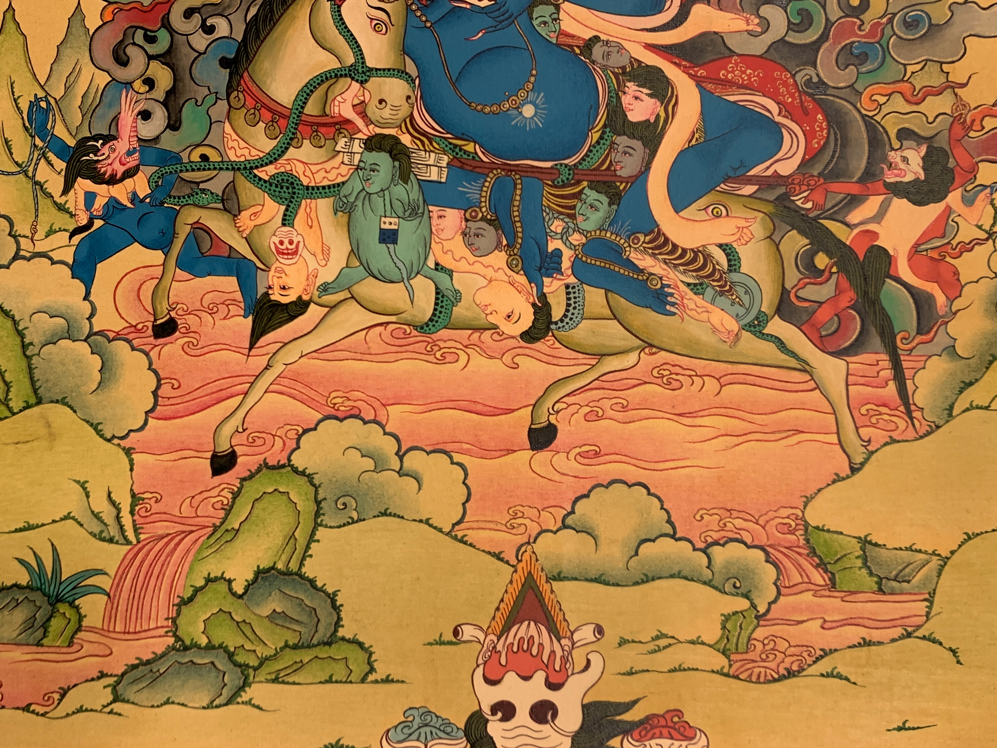 Hand painted Palden lhamo thangka painting. Tibetan dharma protector. Shri devi.
