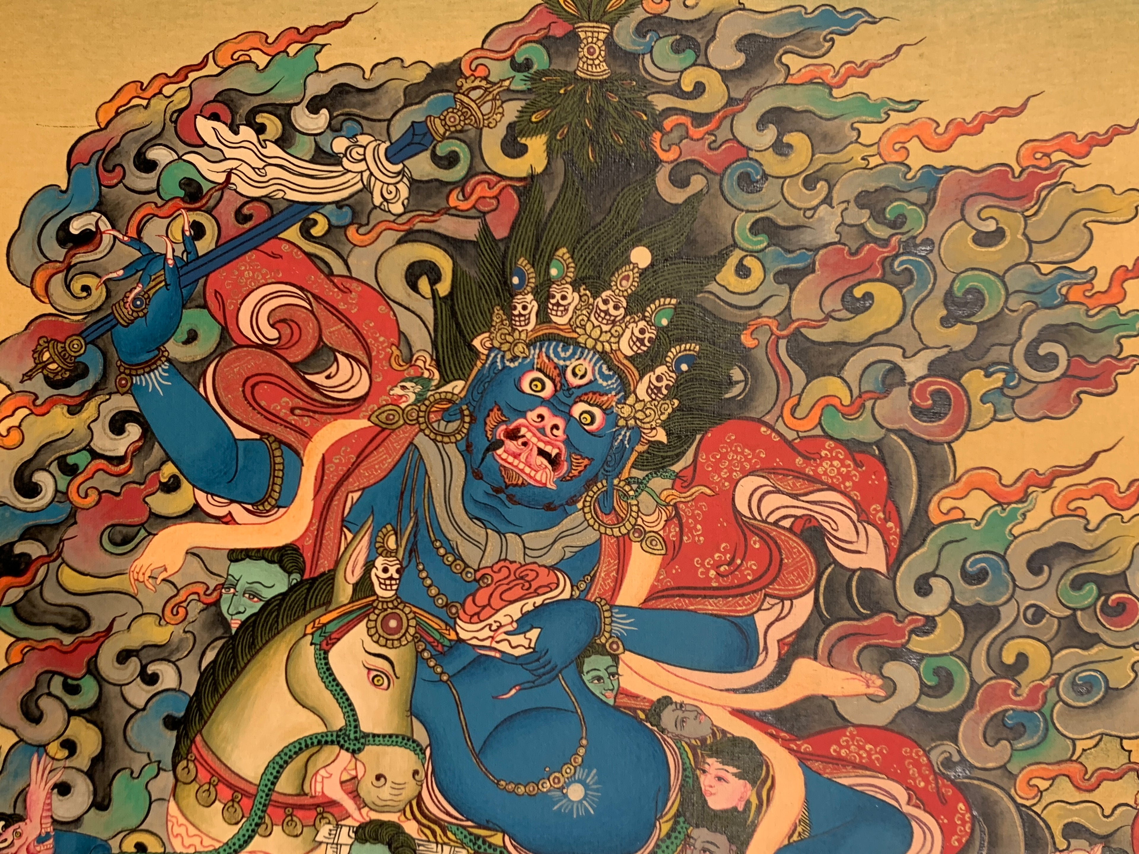 Hand painted Palden lhamo thangka painting. Tibetan dharma protector. Shri devi.