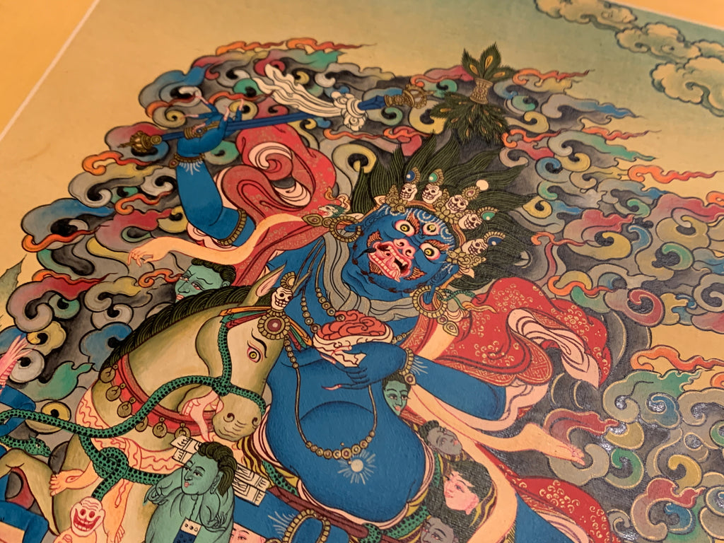 Hand painted Palden lhamo thangka painting. Tibetan dharma protector. Shri devi.