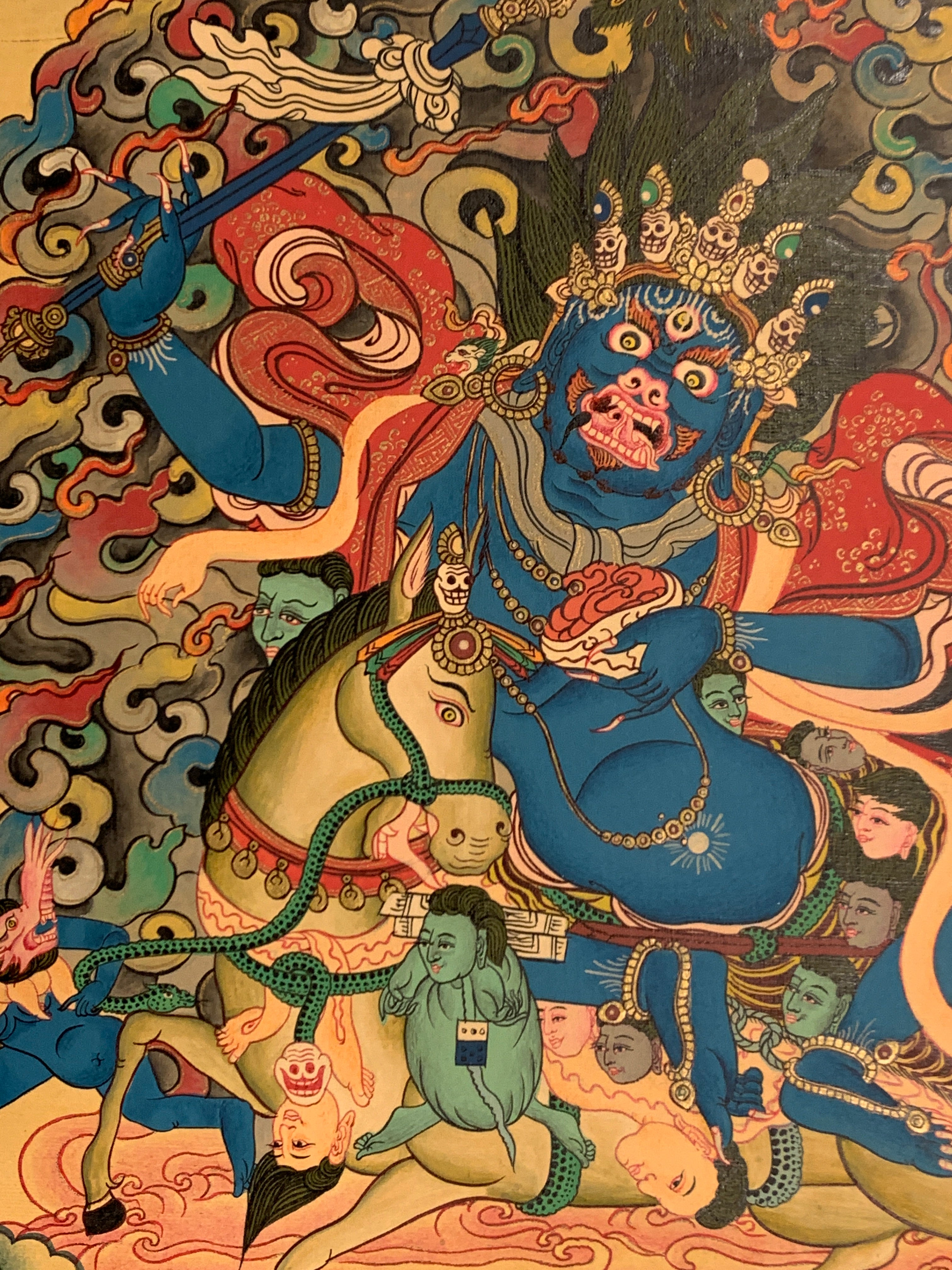 Hand painted Palden lhamo thangka painting. Tibetan dharma protector. Shri devi.