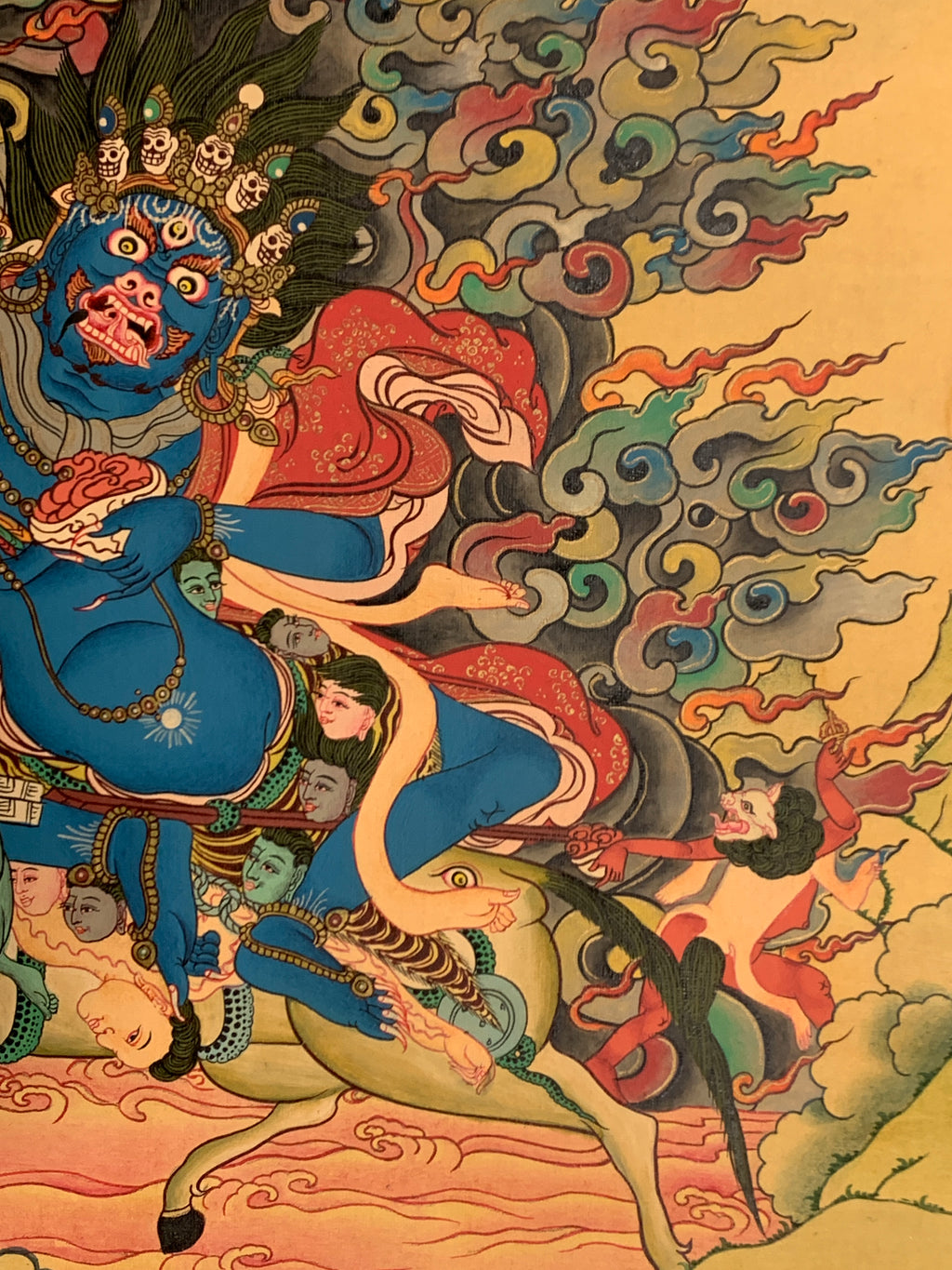 Hand painted Palden lhamo thangka painting. Tibetan dharma protector. Shri devi.
