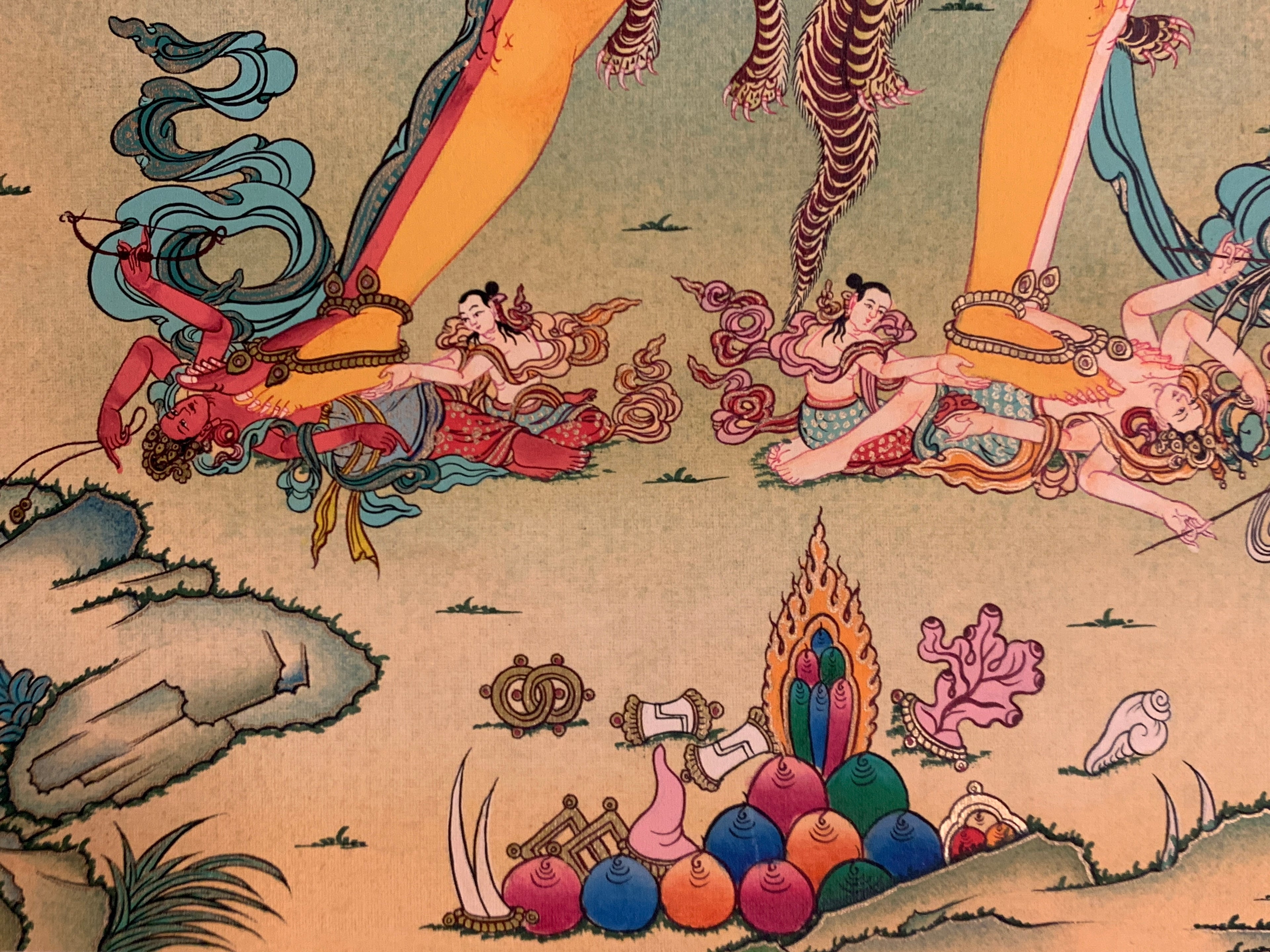 Hand painted Kalachakra deity thangka. duikyi khorlo. tantric yidam deity.