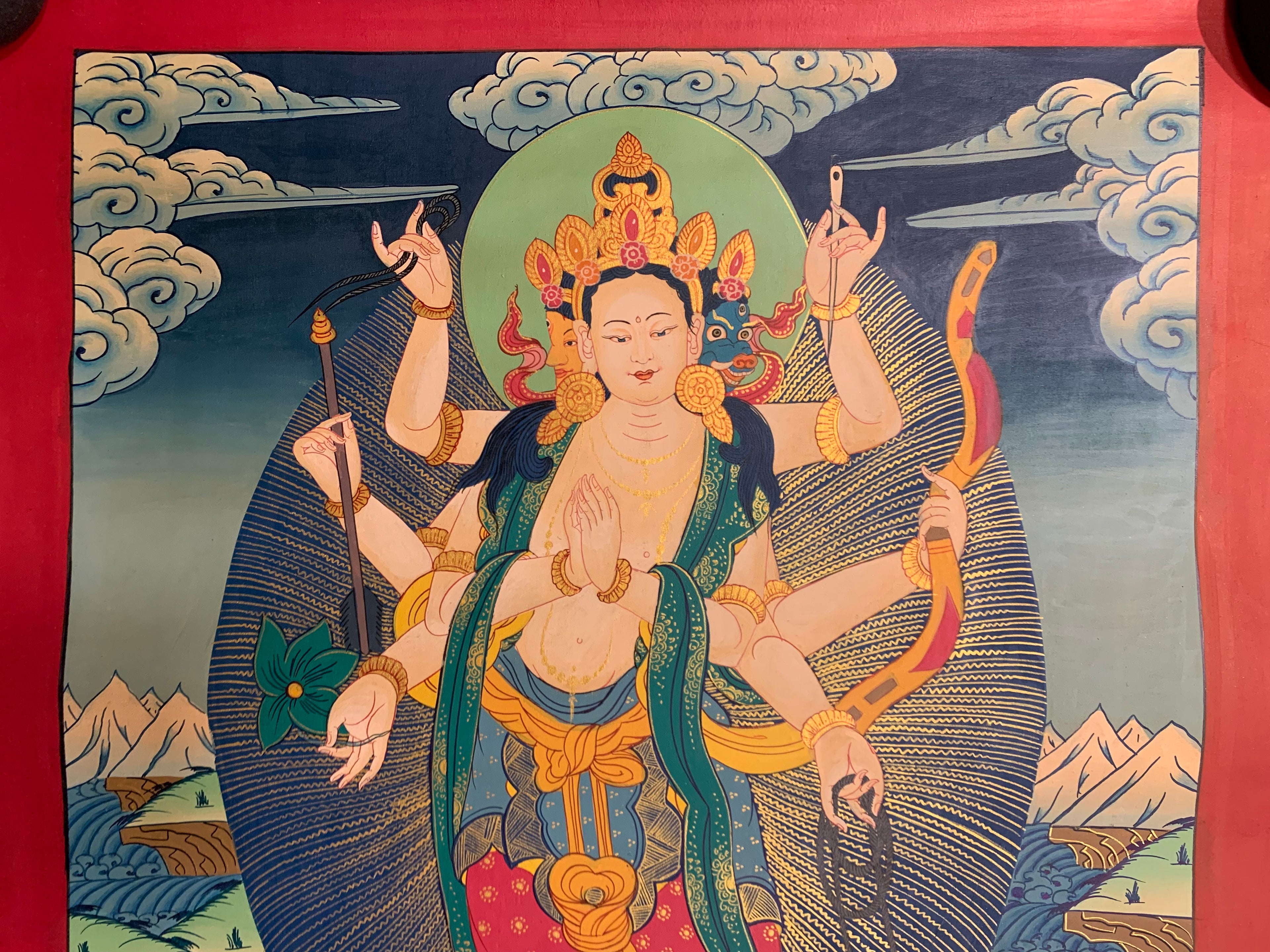 Hand painted Standing marichi thangka painting. Oser Chenma.