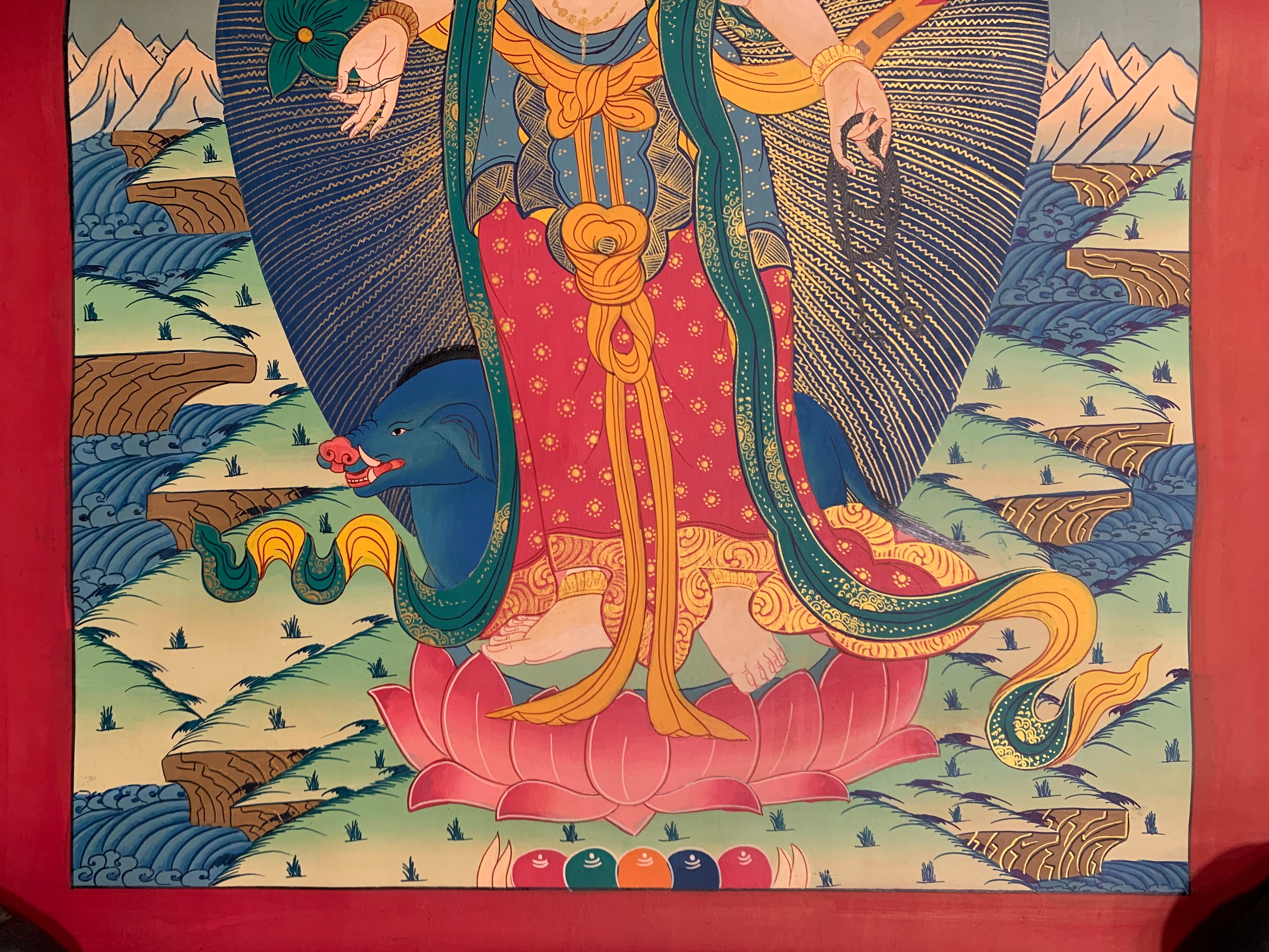 Hand painted Standing marichi thangka painting. Oser Chenma.