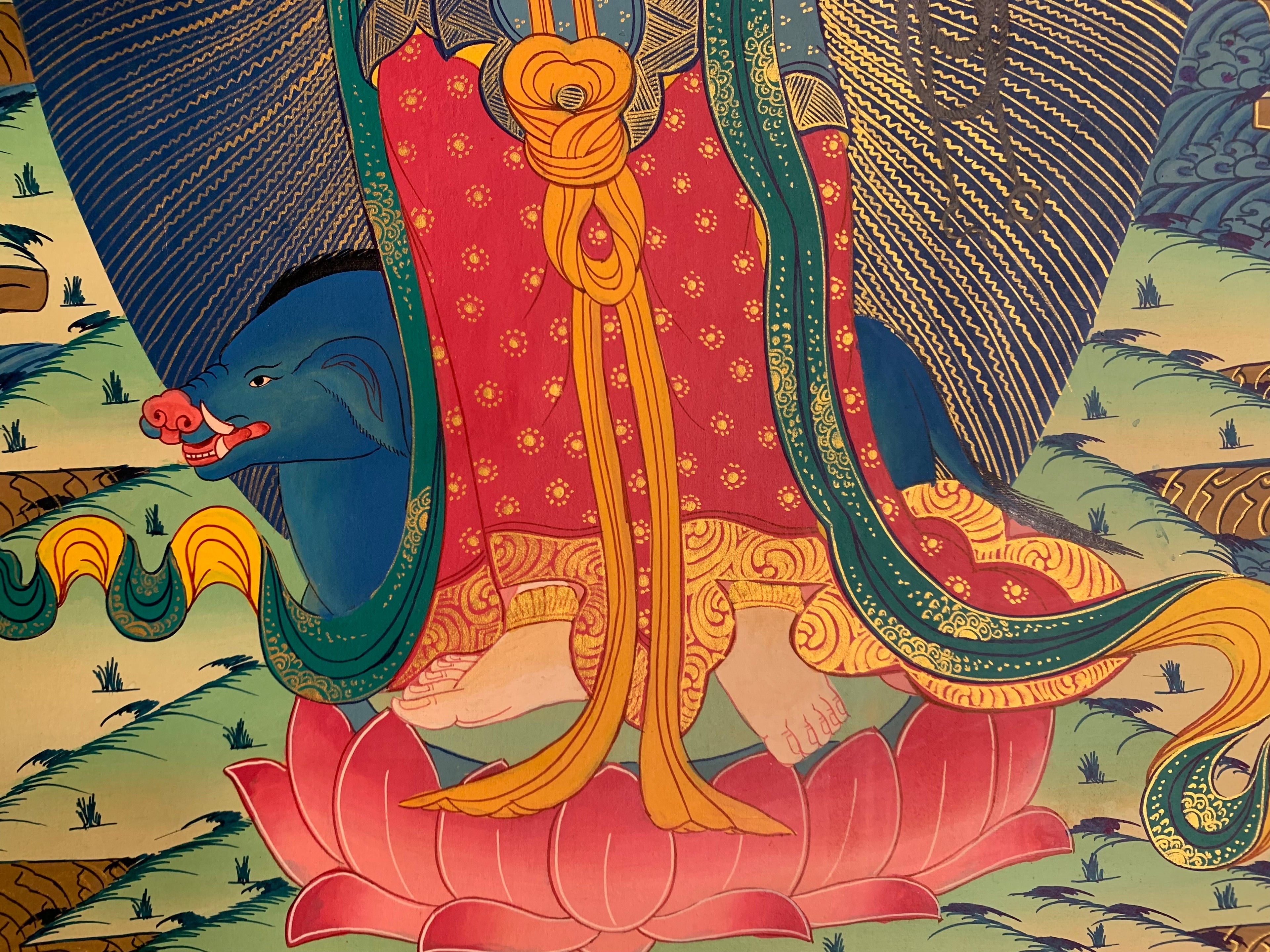 Hand painted Standing marichi thangka painting. Oser Chenma.
