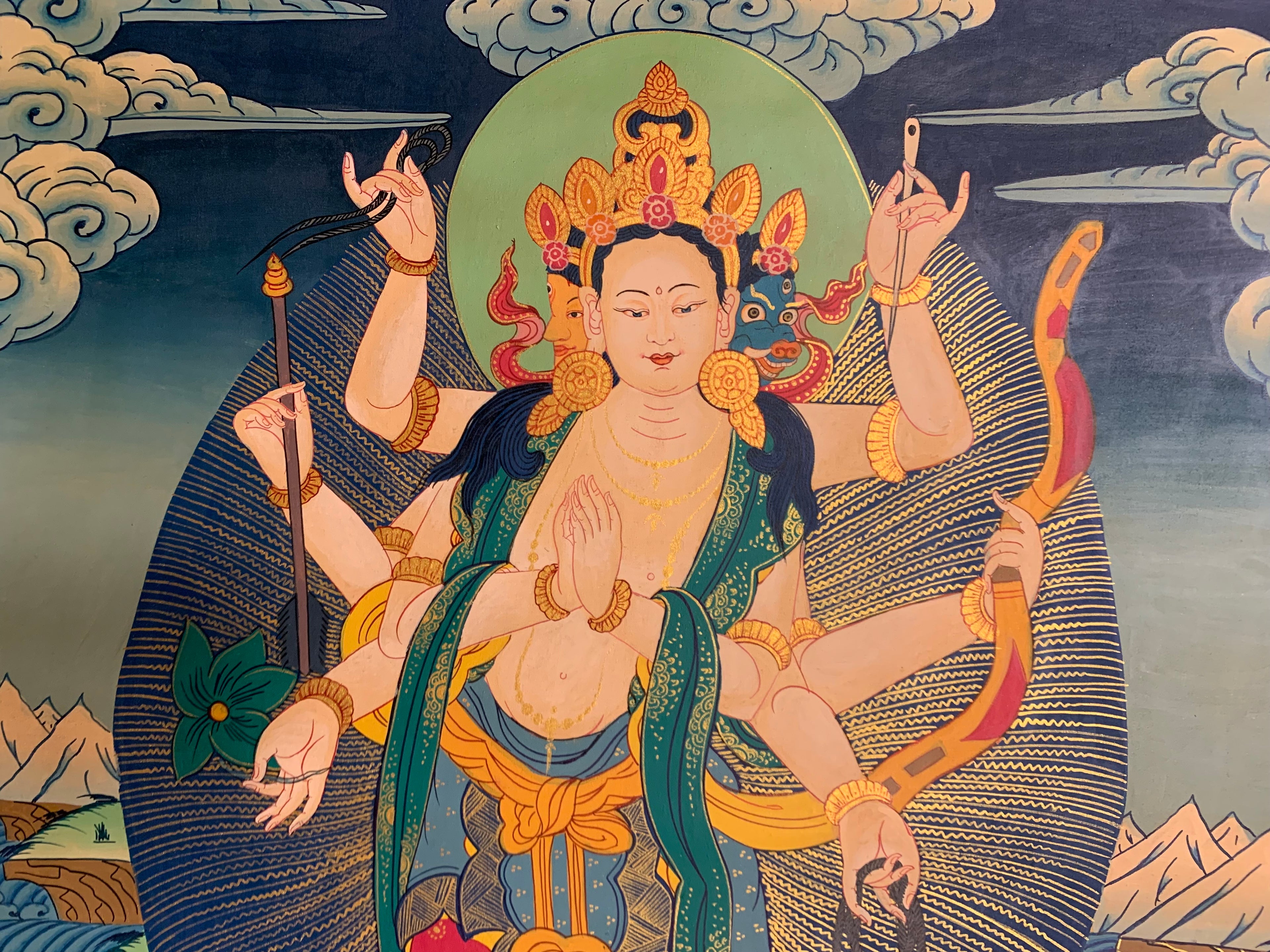 Hand painted Standing marichi thangka painting. Oser Chenma.
