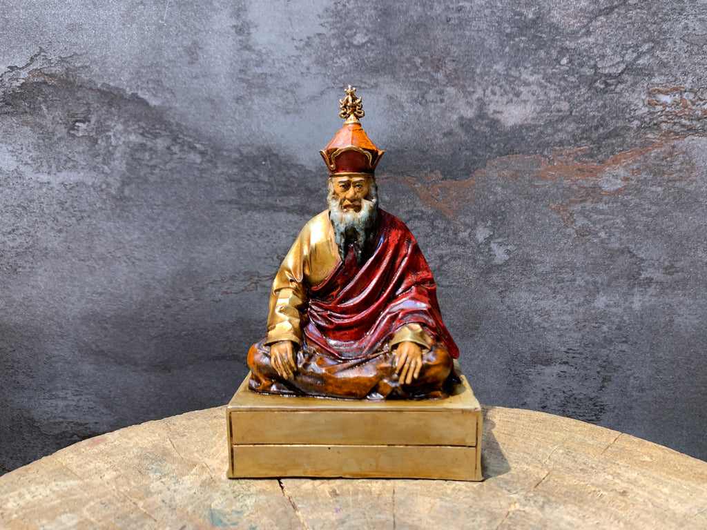 Handcrafted Antique finish CHatral sangay dorje Rinpoche statue. copper statue.