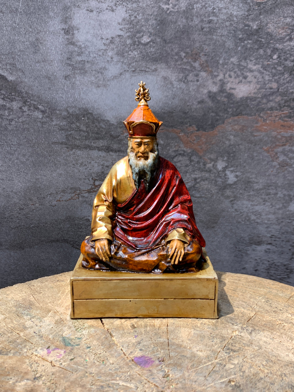 Handcrafted Antique finish CHatral sangay dorje Rinpoche statue. copper statue.