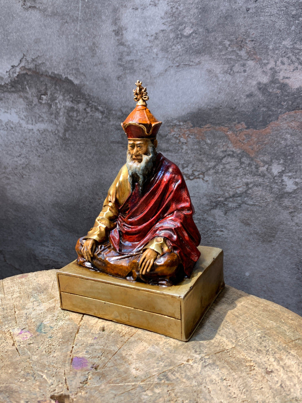 Handcrafted Antique finish CHatral sangay dorje Rinpoche statue. copper statue.