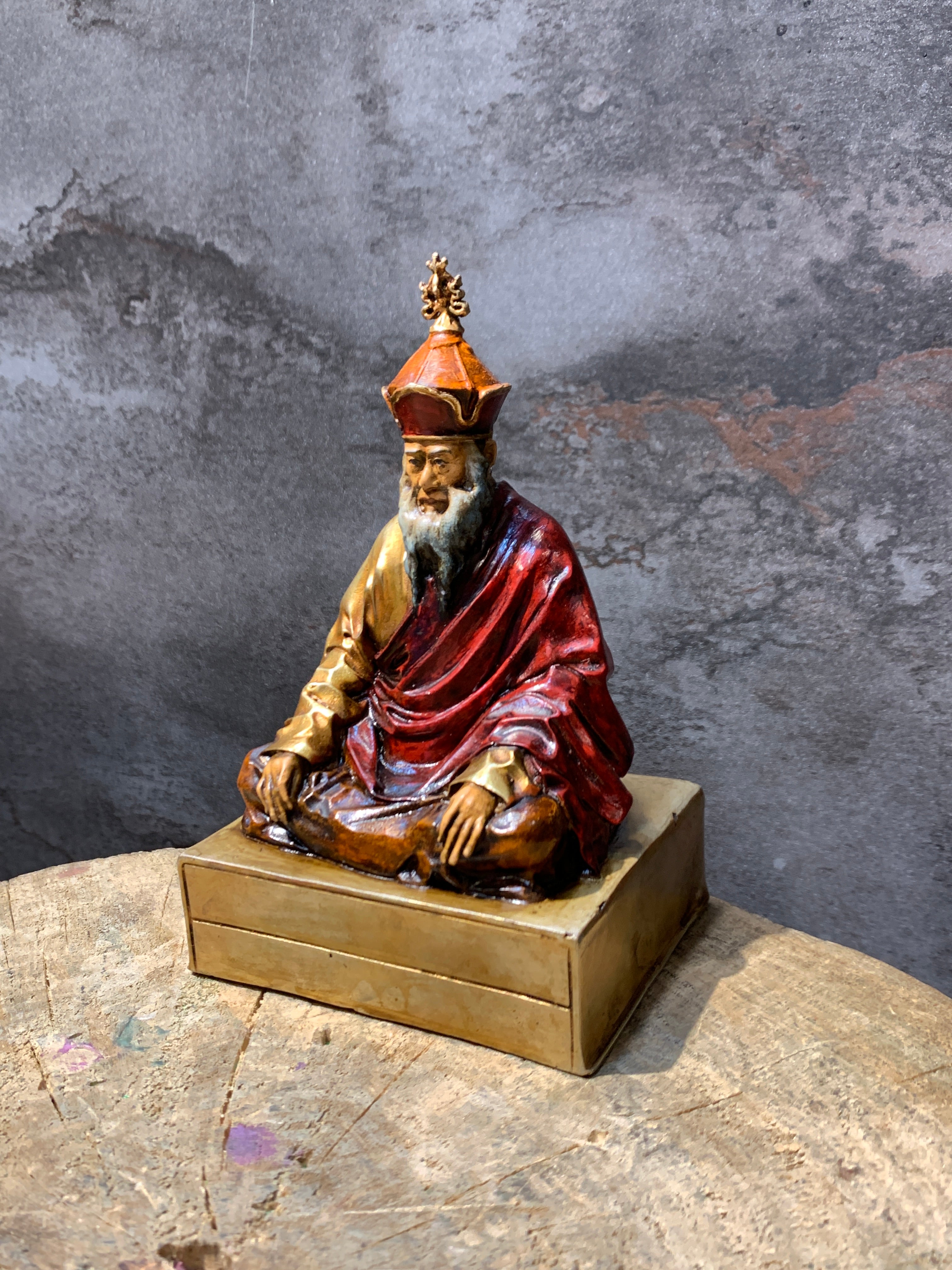 Handcrafted Antique finish CHatral sangay dorje Rinpoche statue. copper statue.