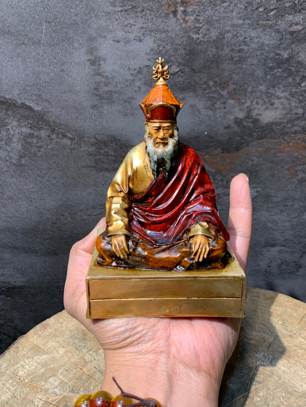 Handcrafted Antique finish CHatral sangay dorje Rinpoche statue. copper statue.