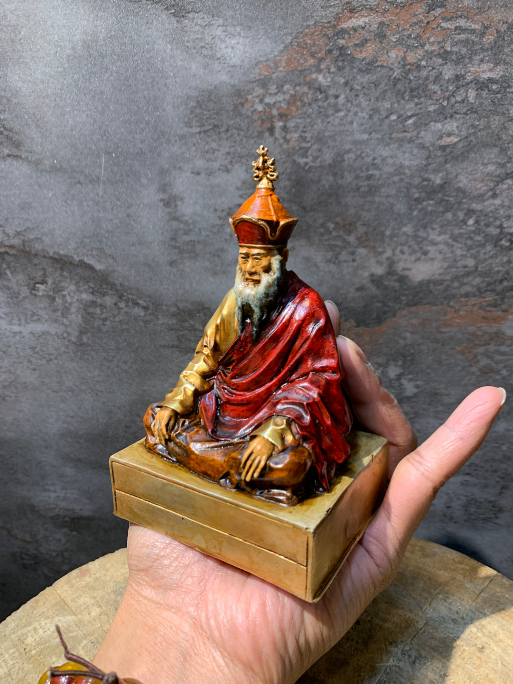 Handcrafted Antique finish CHatral sangay dorje Rinpoche statue. copper statue.